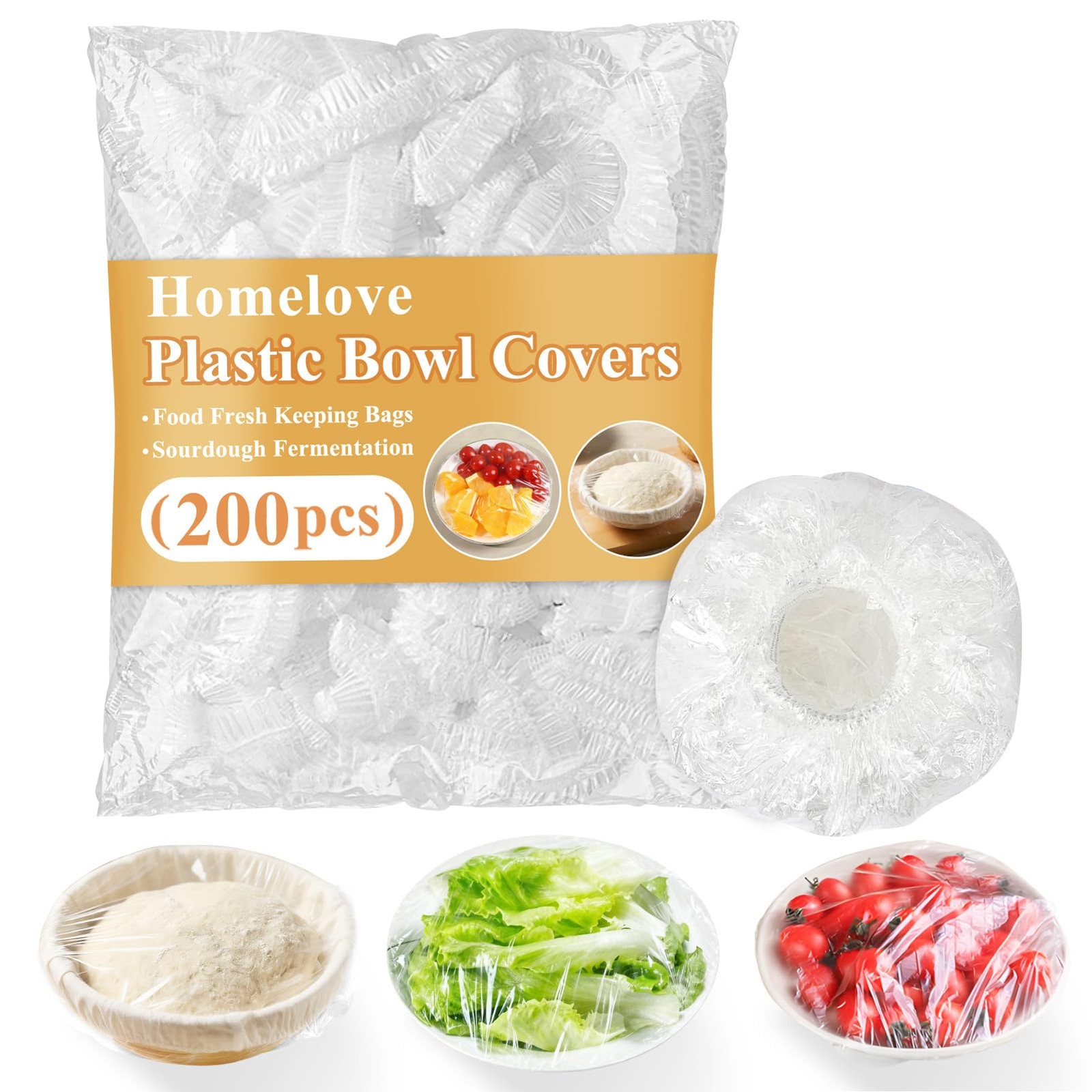 Homelove 200pcs Bowl Covers Bread Proofing – Plastic Wrap Clear-200pcs, Clear