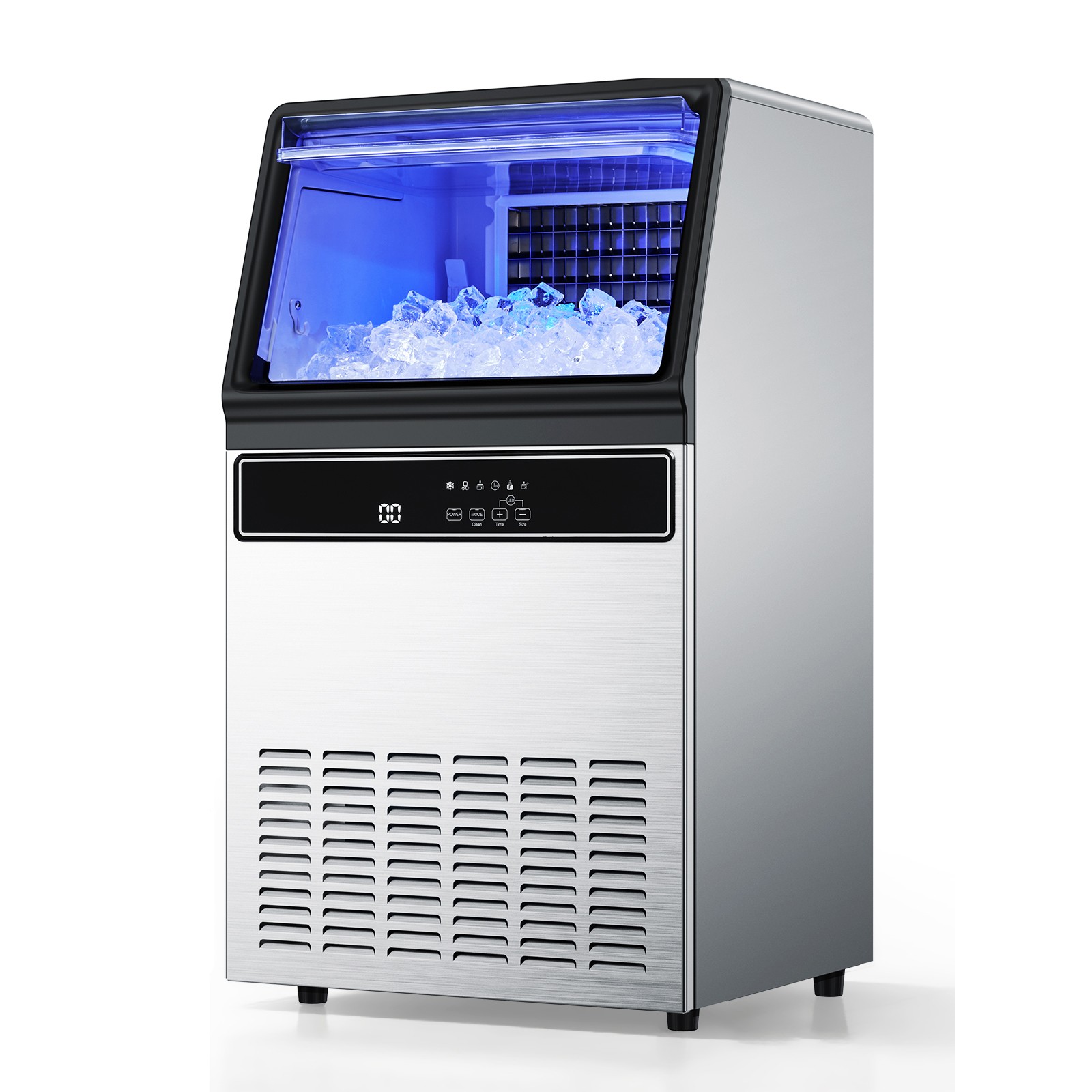 Uimoso 130LBS Commercial Ice Maker Ice Cube Machine 33lbs Storage W/Water Pump