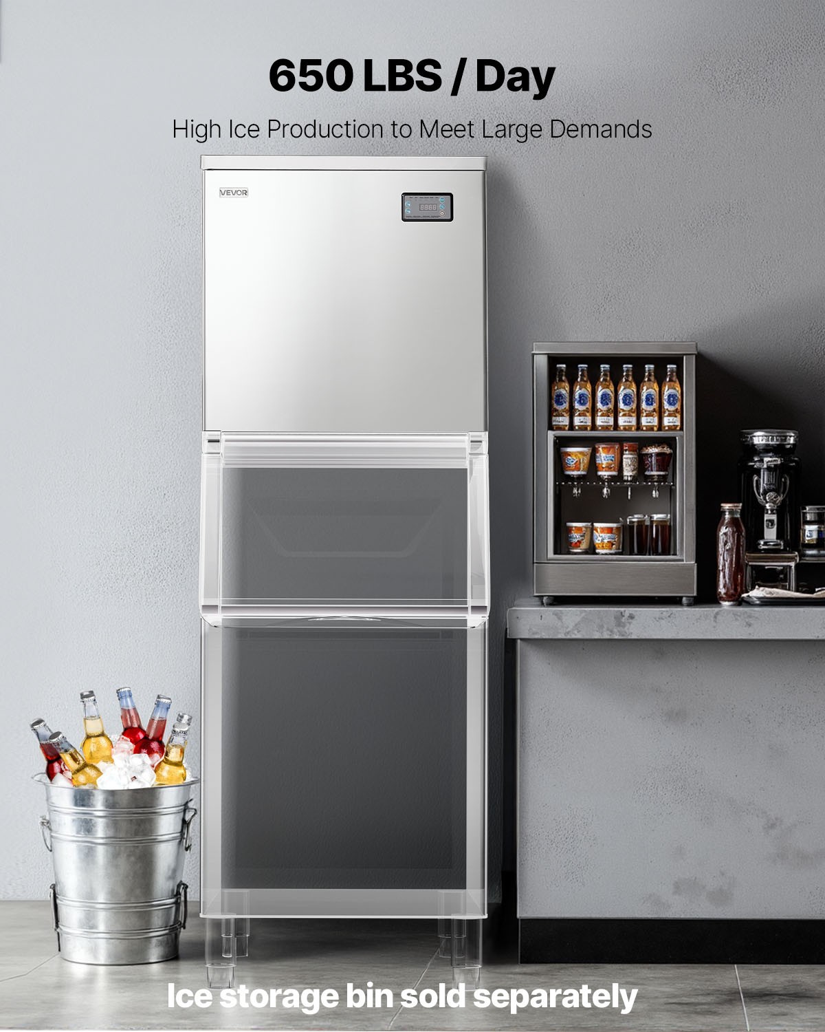 VEVOR Commercial Ice Maker Machine – Head 650 lbs/Day Self-Cleaning Ice Maker