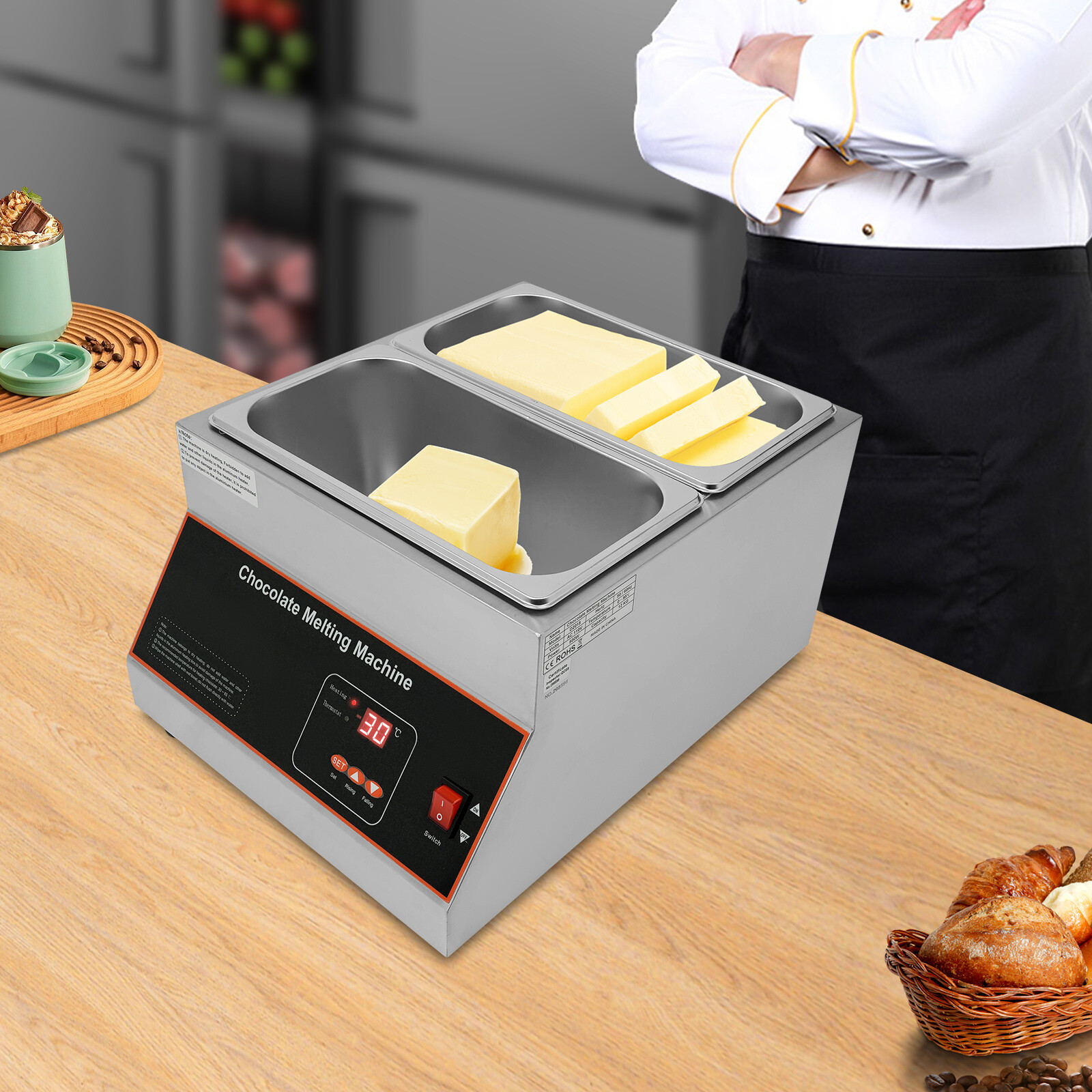 2-Pots Chocolate Melting Machine Chocolate Melting Pot Electric Chocolate Melter