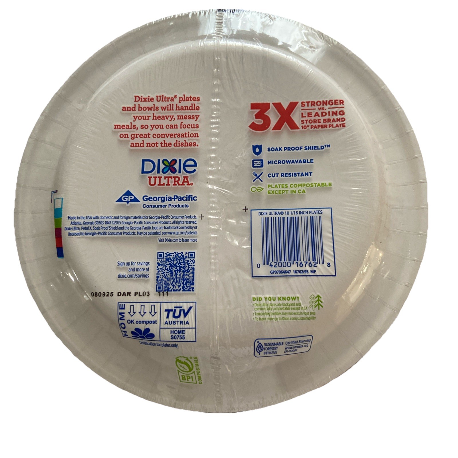 Dixie Ultra Large Paper Plates 10 Inch, 44 Count, 3X Stronger holiday candy cane