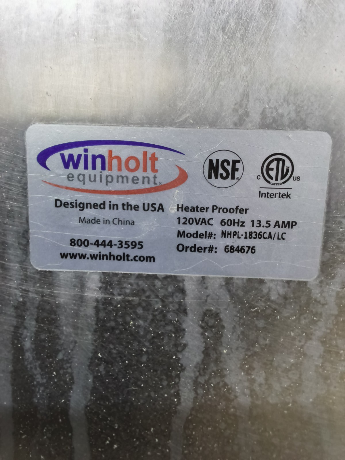 WINHOLT EQUIPMENT NHPL-1836CA-LC 1 DOOR FULL SIZE HEATING PROOFER CABINET
