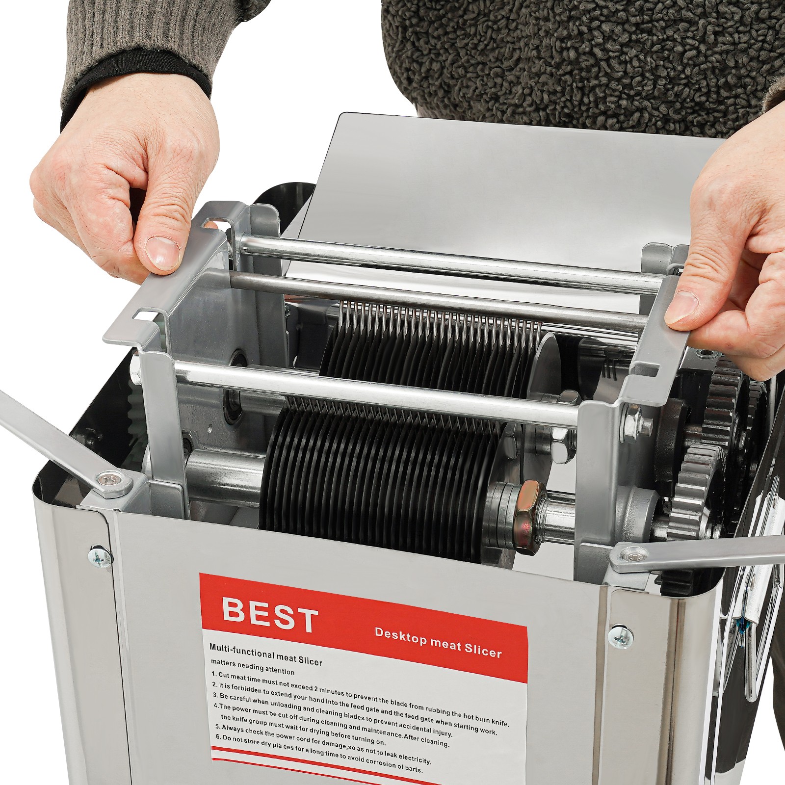 850W Meat Cutting Machine 150Kg/H Electric Meat Cutter Slicer 10mm Blade 110V