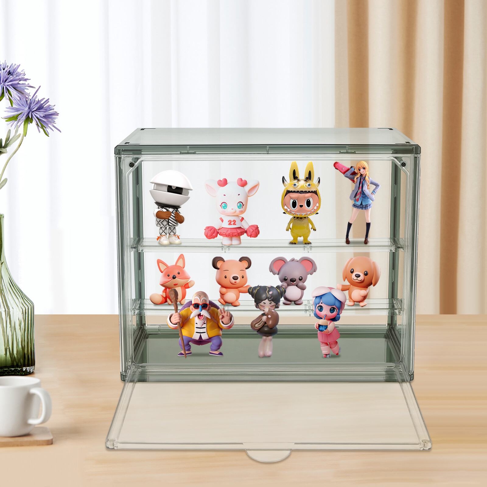 Display Case Bread Box for Kitchen Countertop, 2 Tier PET Display Shelf