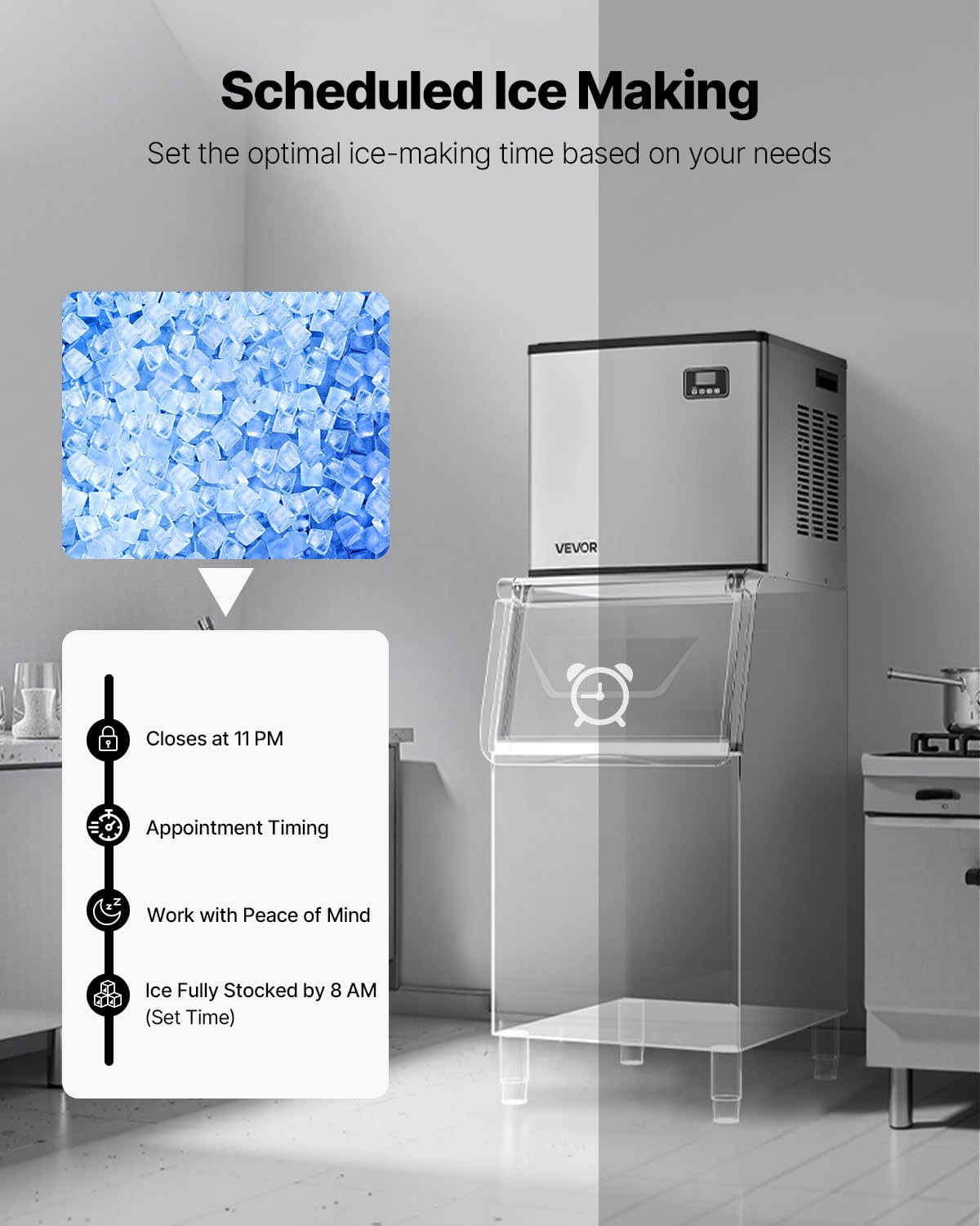 Commercial Ice Maker Machine – Head, 360 Lbs/Day Stainless Steel Ice Machine wit