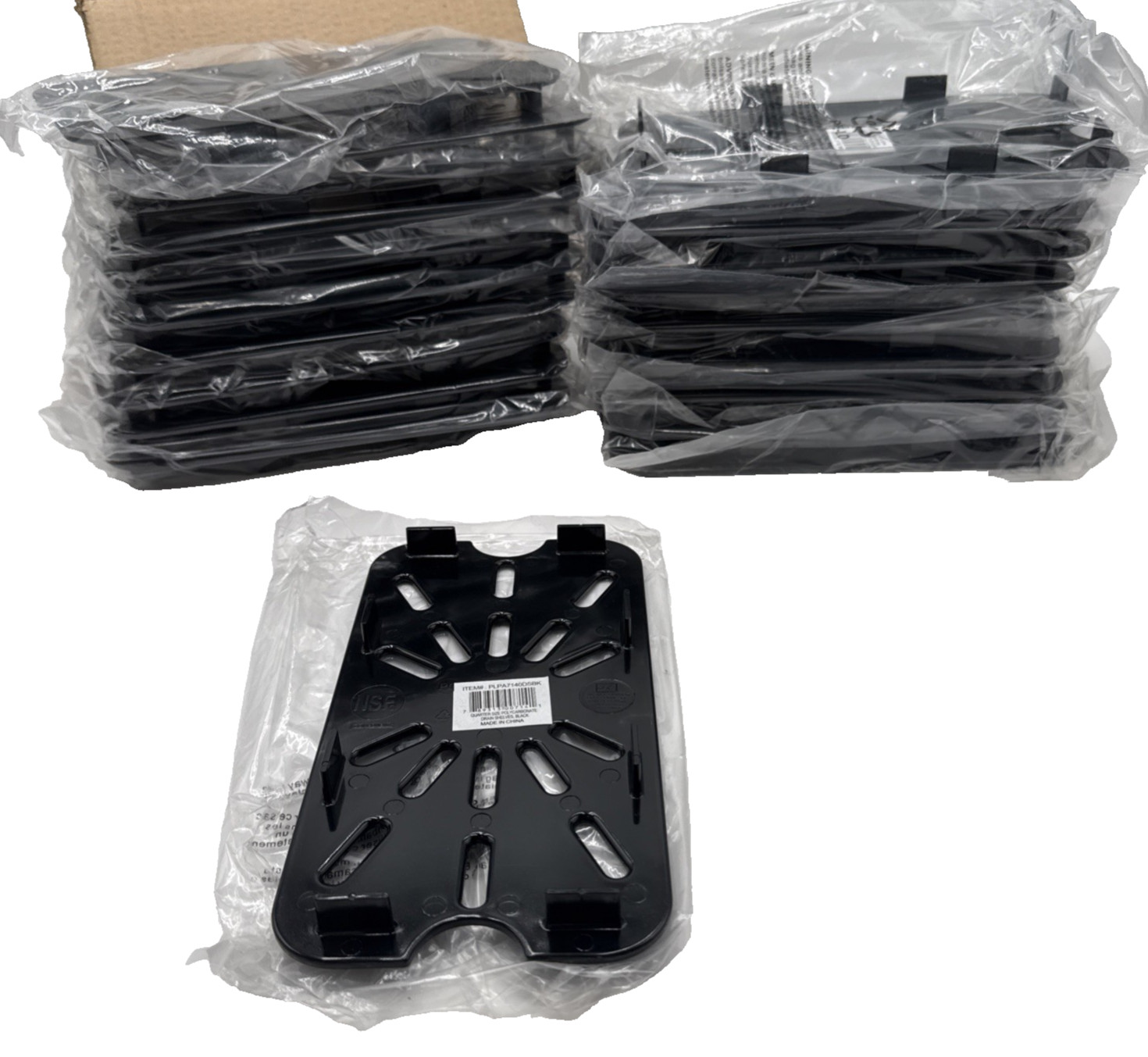 20 Pack Thunder Group PLPA7140DSBK 1/4 Size Drain Shelf Rack Insert Black NSF