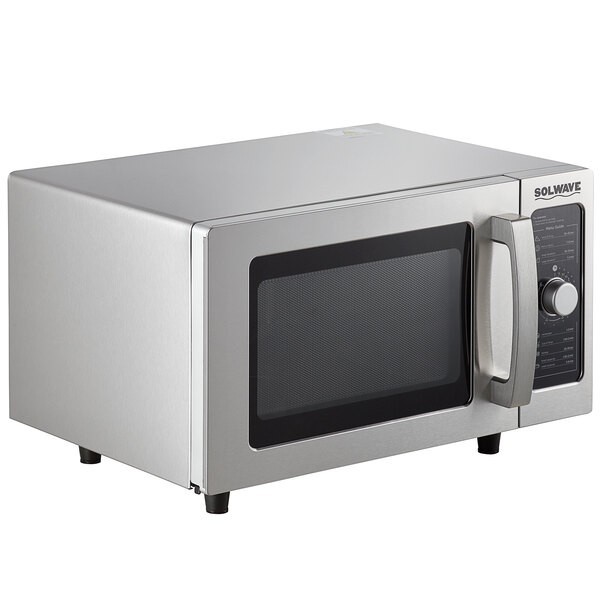 Solwave Stainless Steel Commercial Microwave with Dial Control – 120V, 1000W