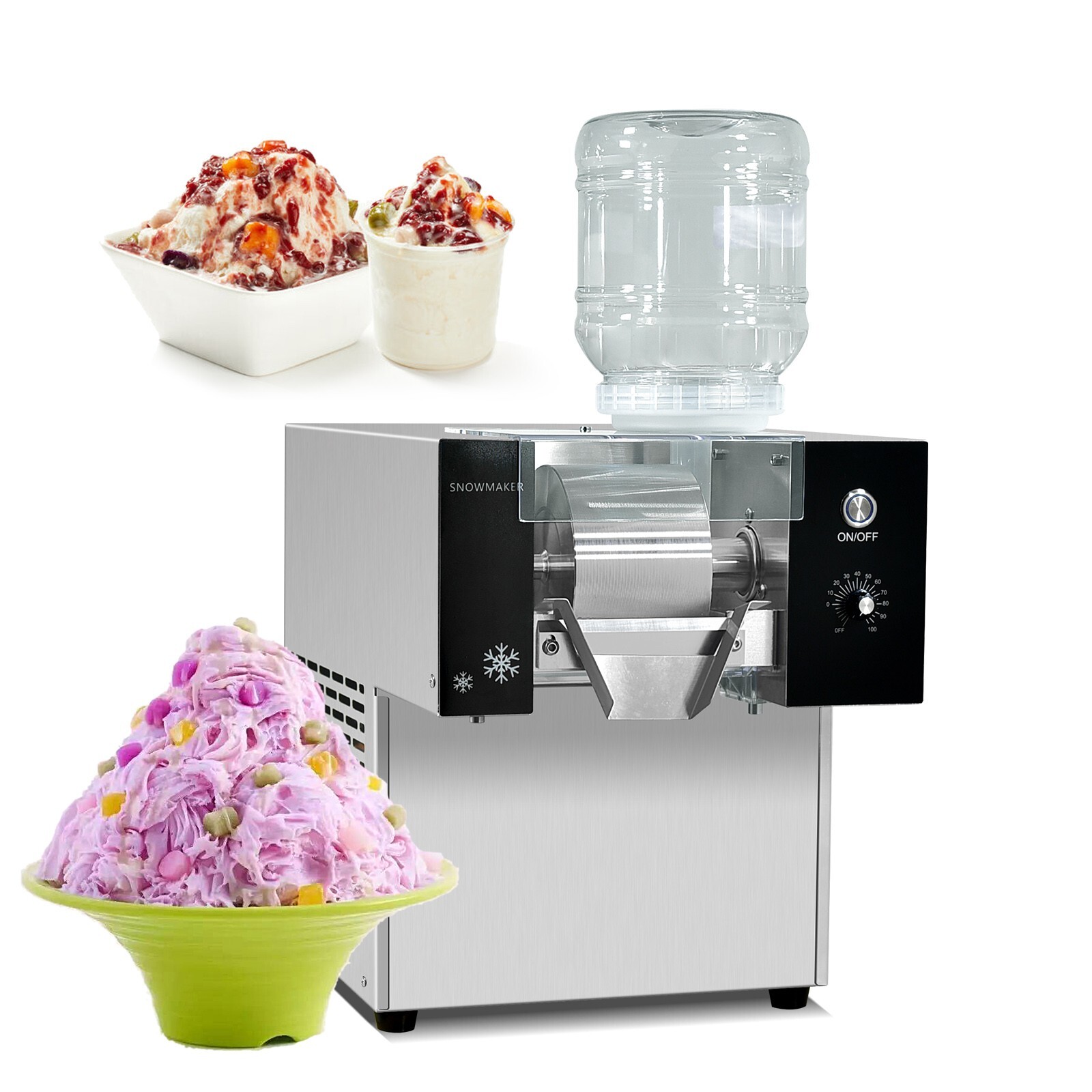 USA Kolice 90kg/Day Snowflake Ice Shaver Machine Snow Cone Machine-Air Cooling
