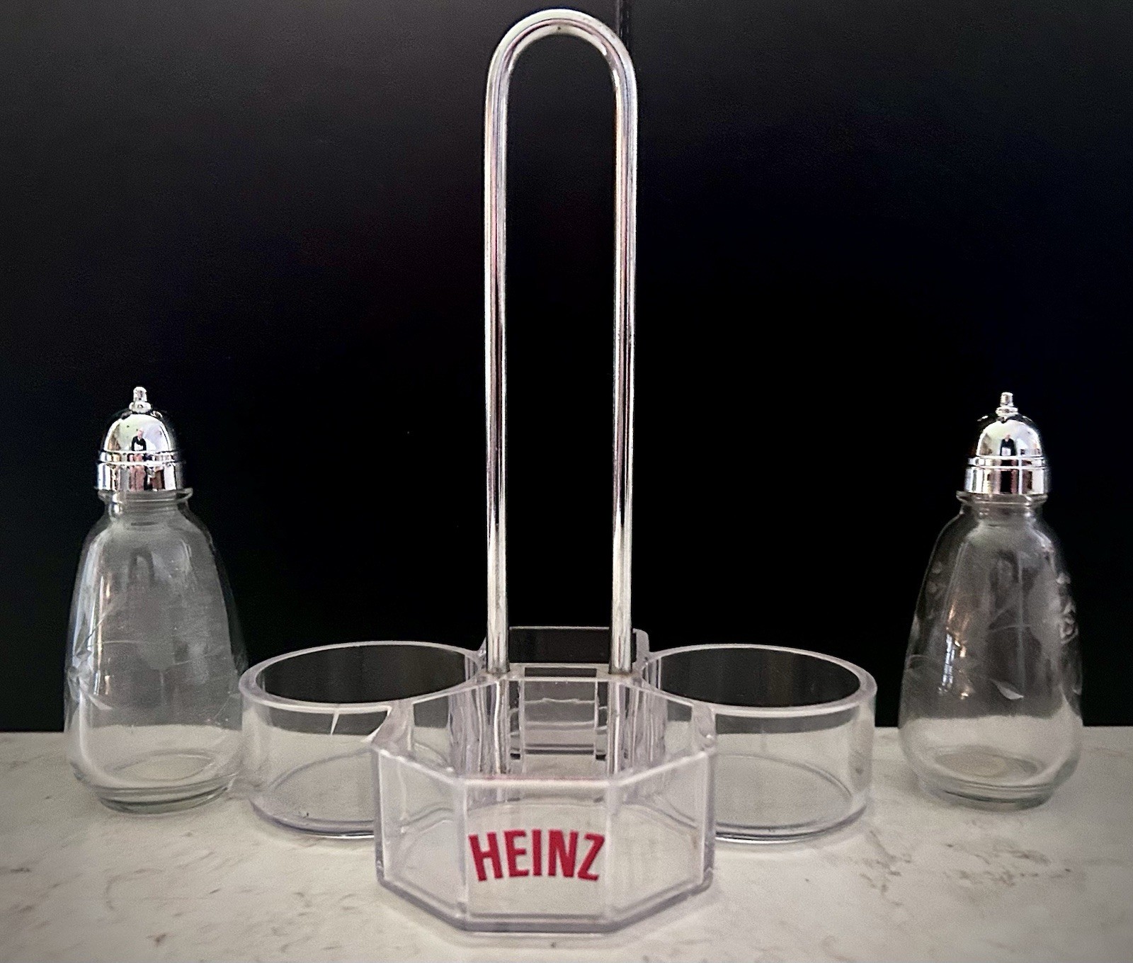 VTG Heinz Restaurant Condiment Caddy Acrylic Metal Diner Tray W/ Salt Pepper Set