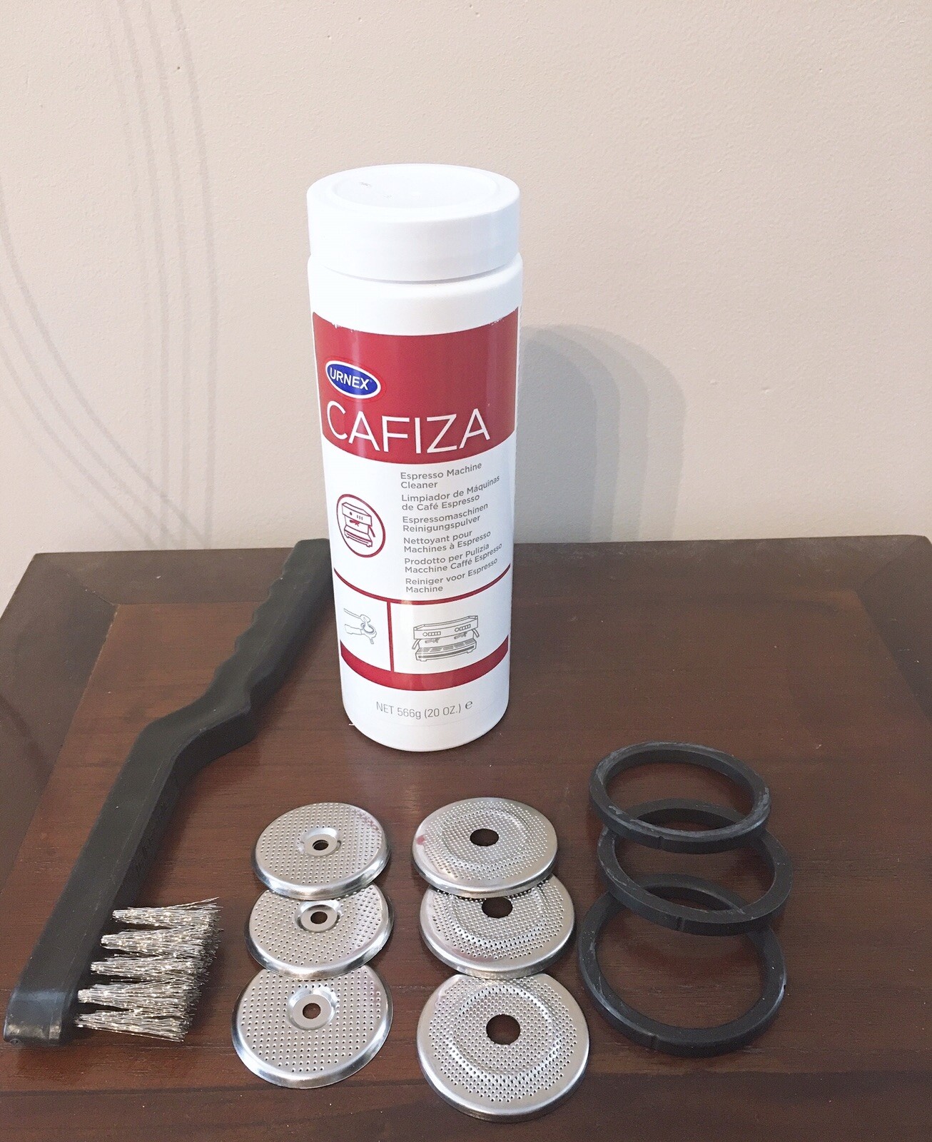 La Spaziale Group Caskets & Shower, Cafiza Cleaner & Brush