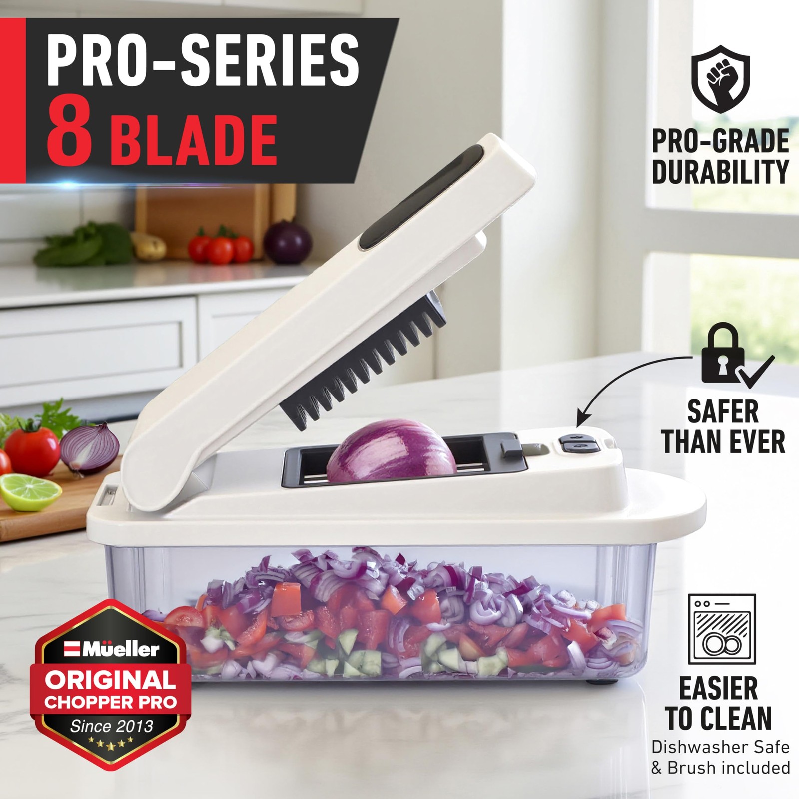 Mueller The Real Original Pro Chopper since 2013 8 Blade, White Sand/Gray