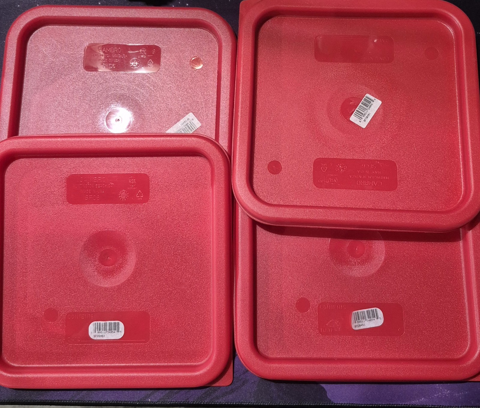 Cambro Medium Polyethylene Square Lids, fits 6 and 8 qt. containers (4-pack)