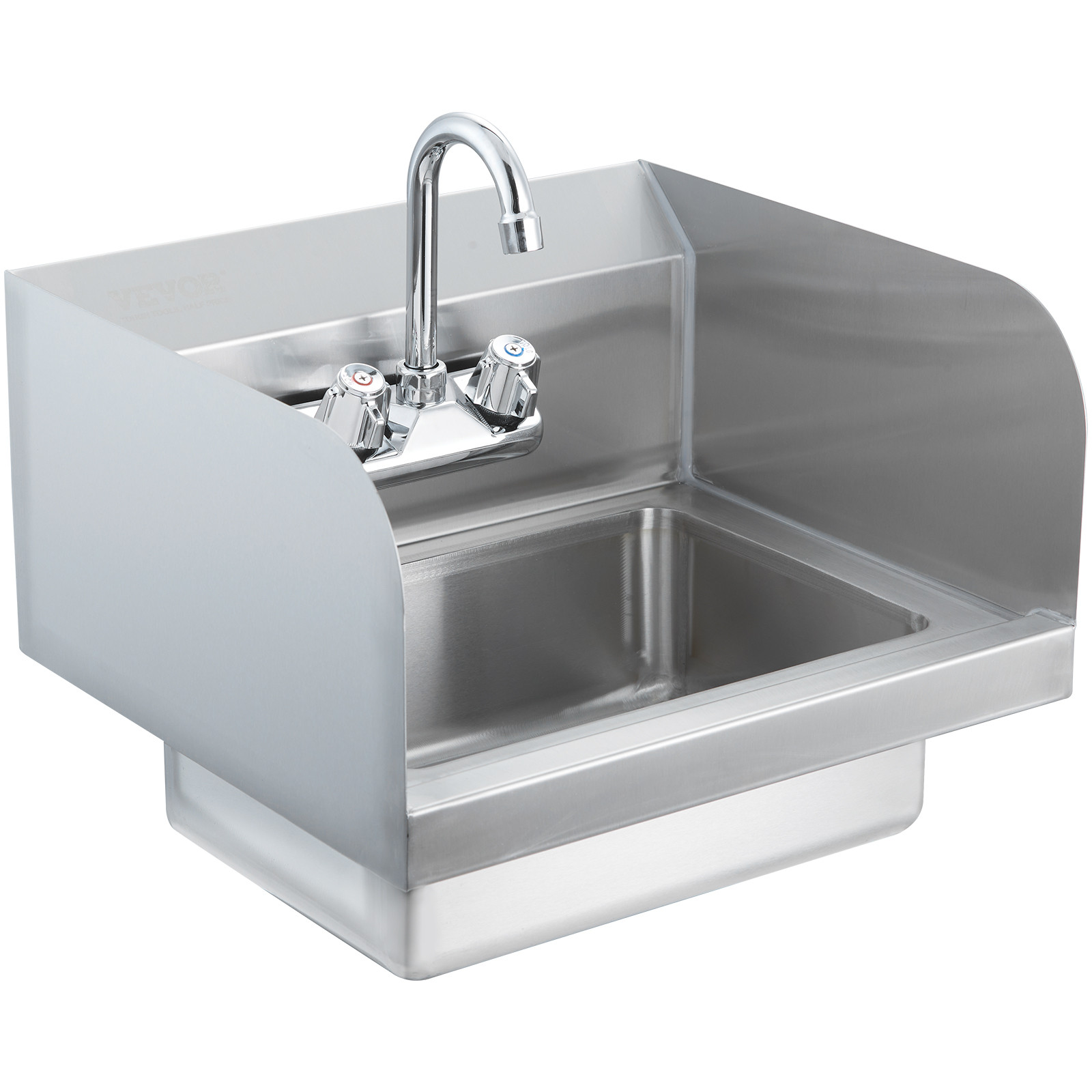VEVOR 17″x12.8″ Commercial Hand Wash Sink Wall Mount Basin Stainless Steel NSF