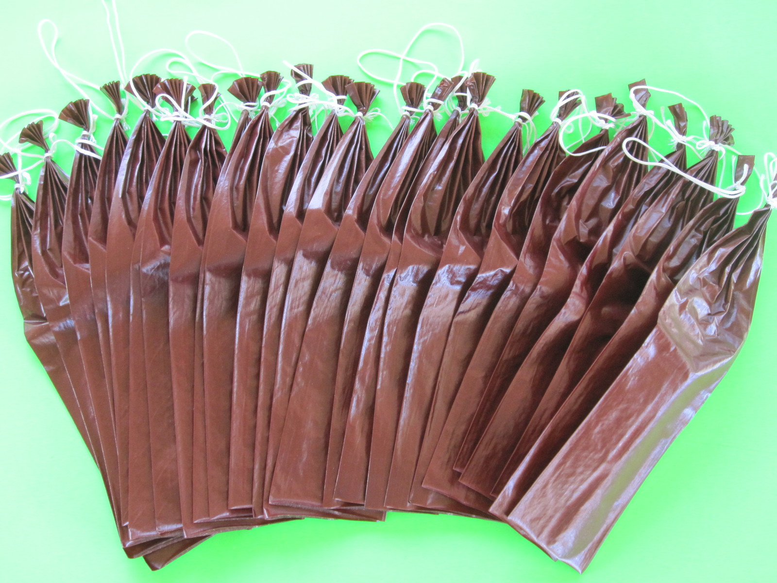 100 1-Lb capacity Summer Sausage Casings. String tied on one end. FRESH
