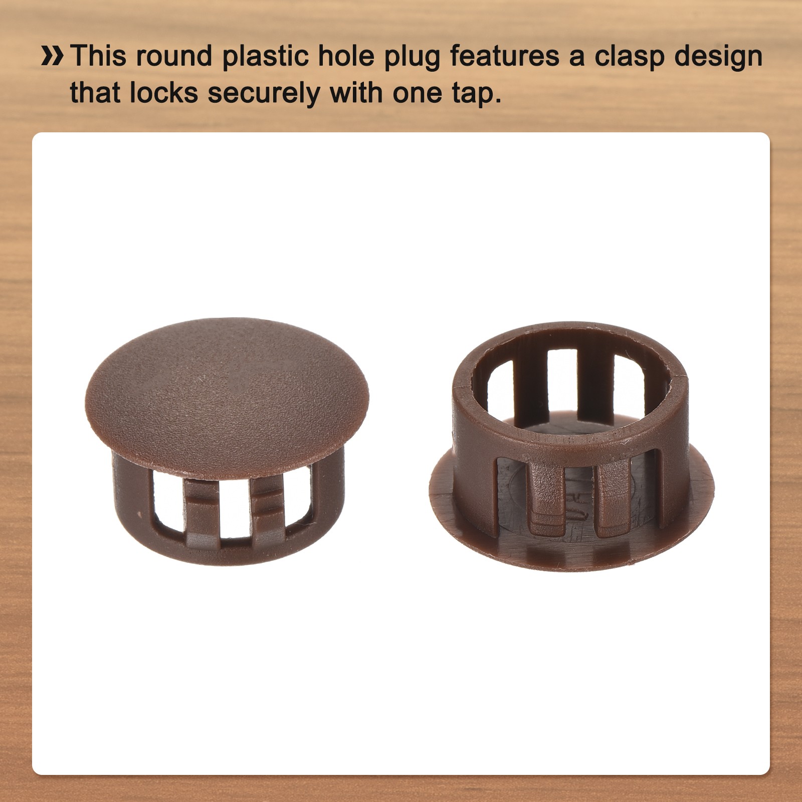 32Pcs 15mm Brown Nylon Plastic Round Locking Hole Plugs Insert End Cap