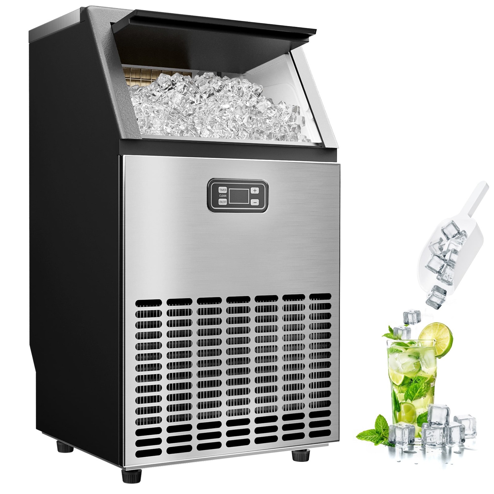 150lb/24H Commercial Ice Maker Machine,Stainless Steel Under Counter ice Machine