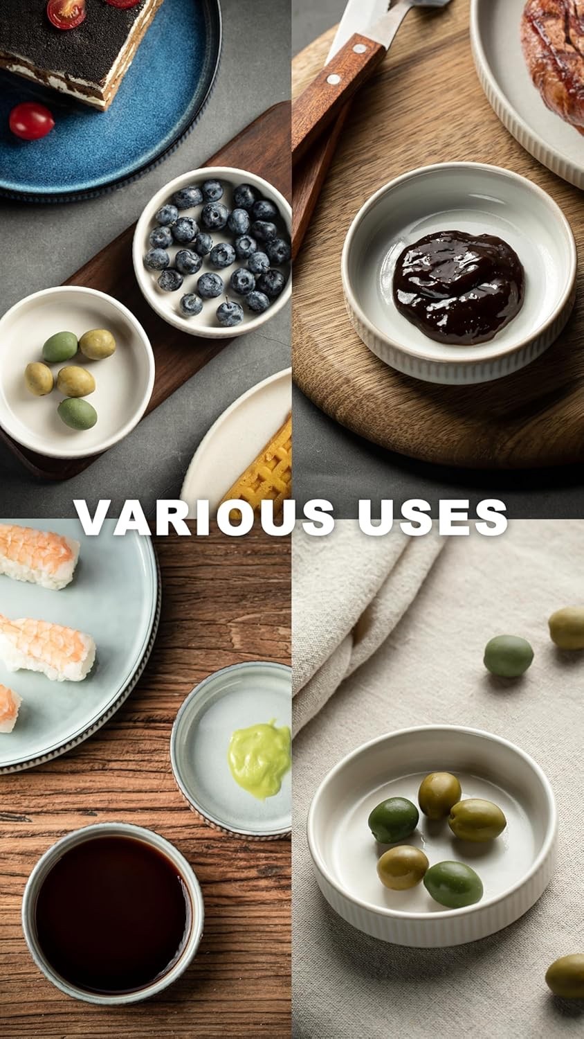 Star Soy Sauce Dish Ceramic Dipping Bowls Set of 6, 4 oz Individual Dip Sauce