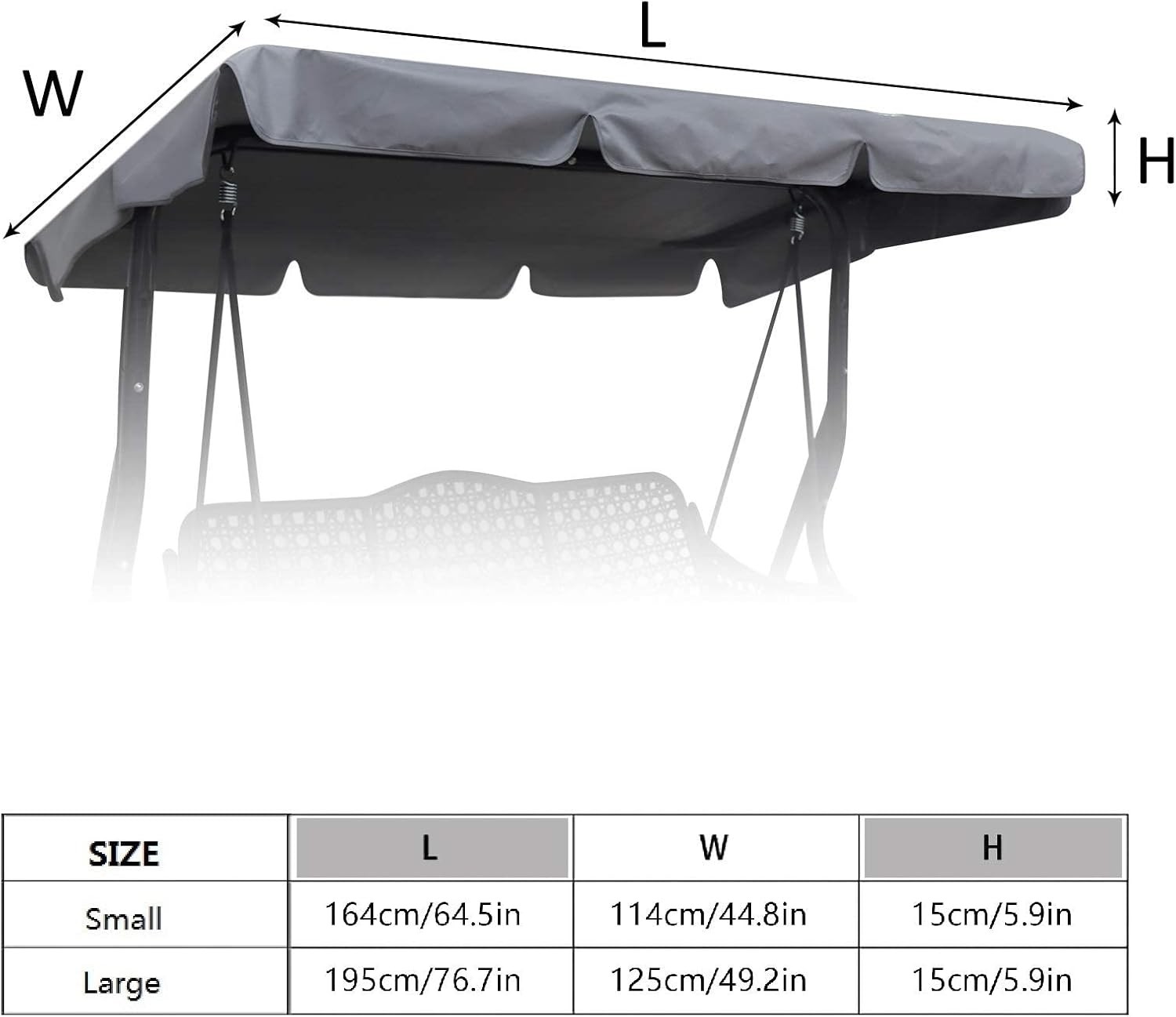 Outdoor Patio Swing Chair Canopy Replacement, 3 Seater Porch Swing Seat Canopy