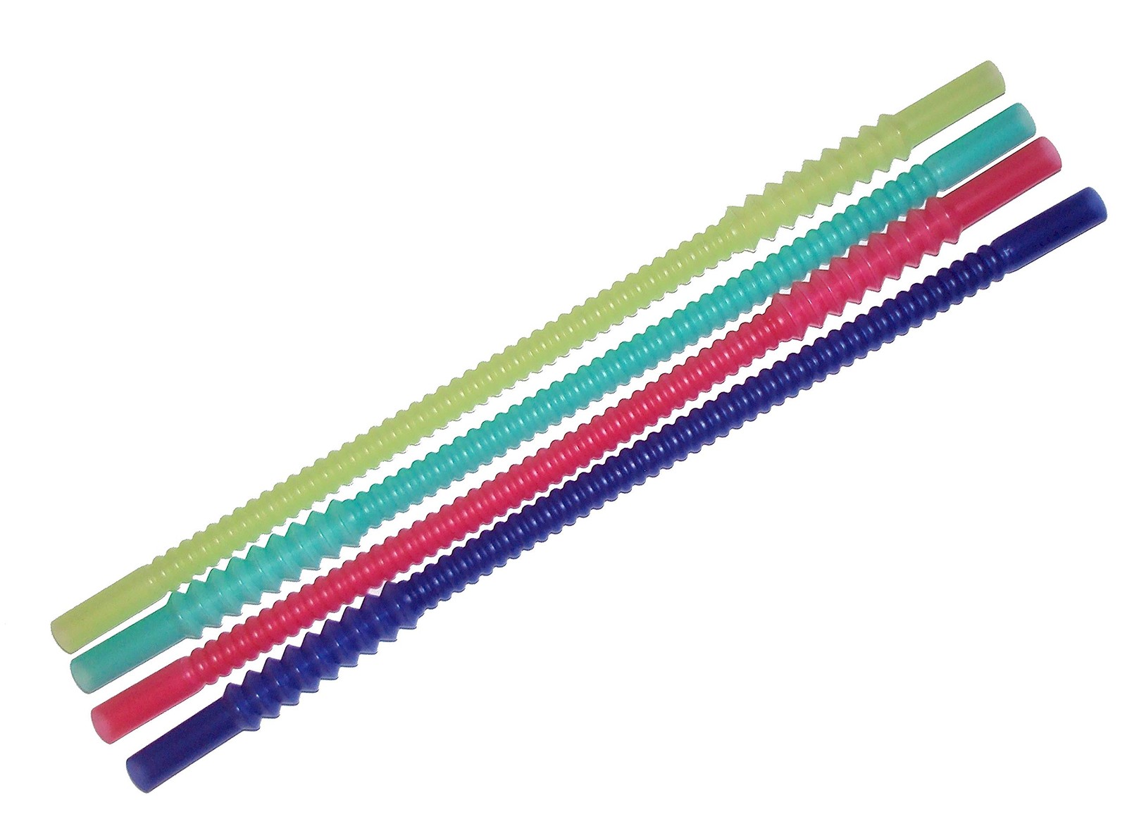Tupperware (4) Reusable Accordion Whistle Straws Blue 11 inches, Multicolor