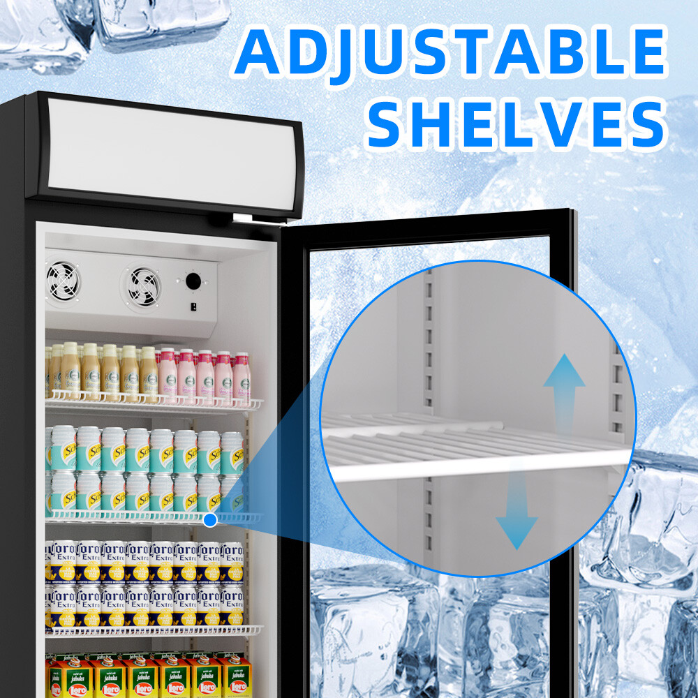 Commercial Refrigerator Glass Door Merchandiser Display Beverage Cooler 8 Cu.Ft