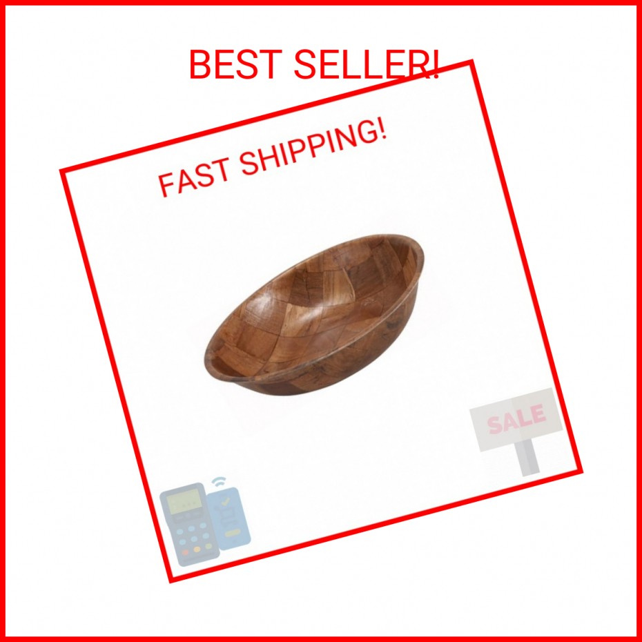 Winco WWB-8, 8-Inch Woven Wood Salad Bowl, Brown