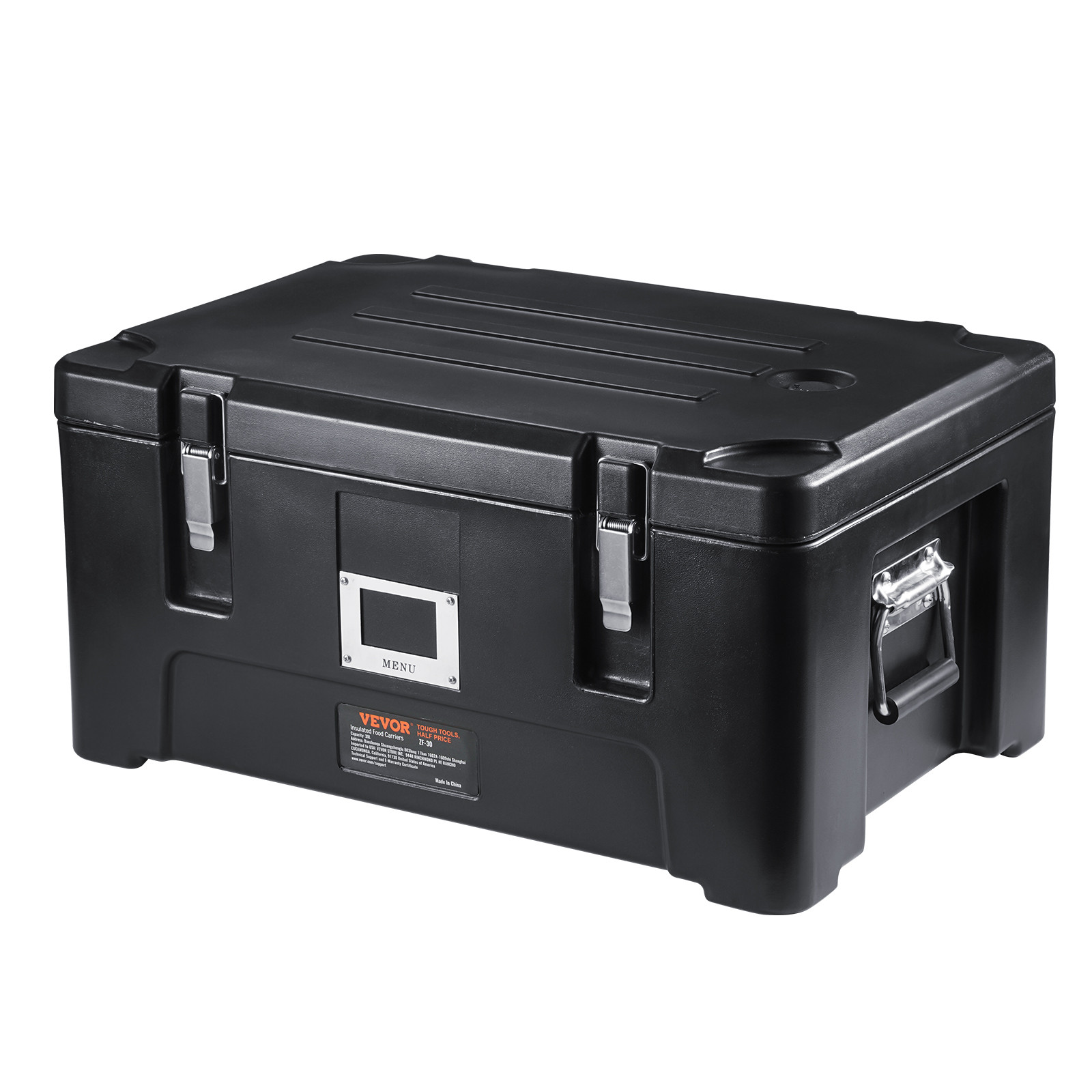 VEVOR Insulated Food Pan Carrier Stackable Top Loader with 3 Pans 36 Qt Black