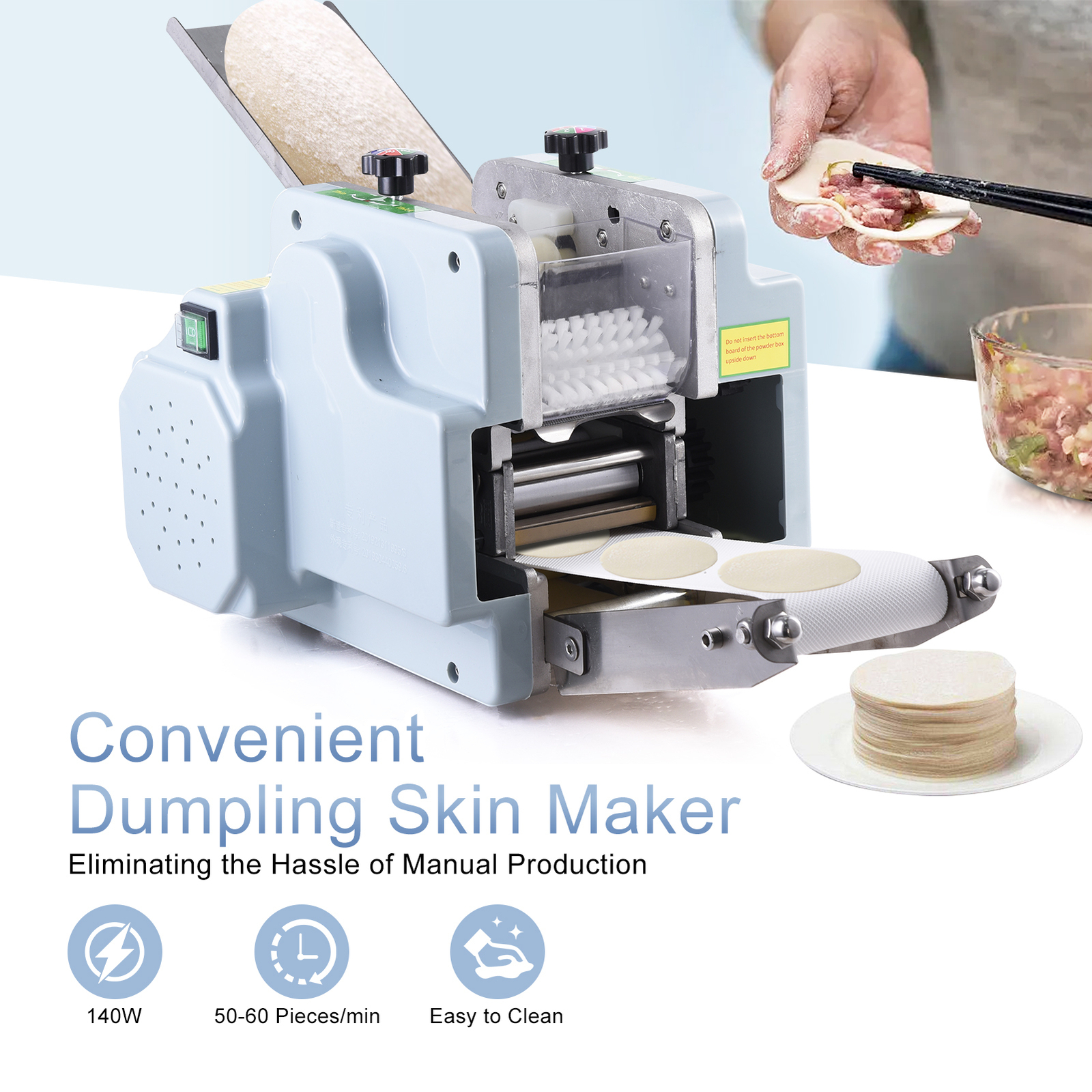 Automatic Dumpling Skin Machine 110V 140W 60 Pieces/Min Dumpling Wrapper Maker–