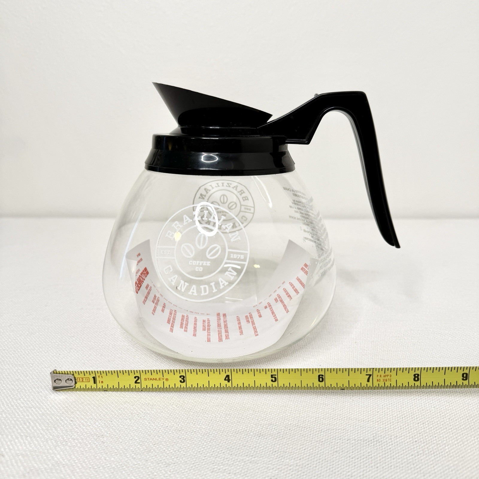 Bloomfield Commercial Regular Coffee Glass Carafe Pot Decanter Black Handle New