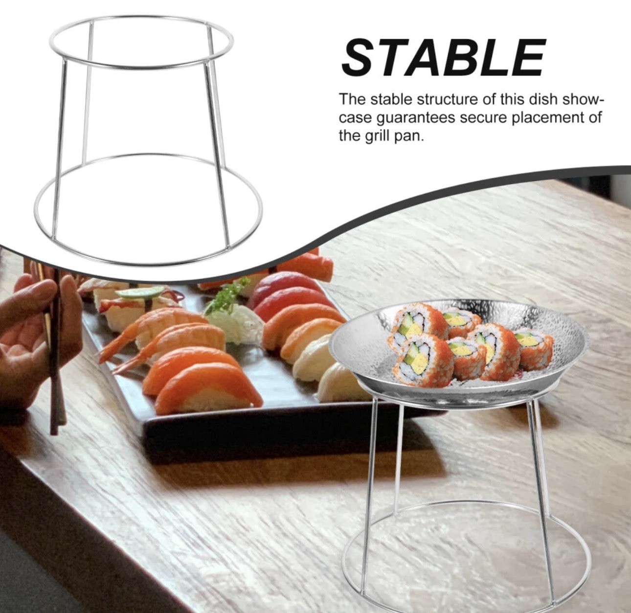 2 Tier Seafood Tower Set Small Aluminum Trays Stand Included 12”, 17.75”