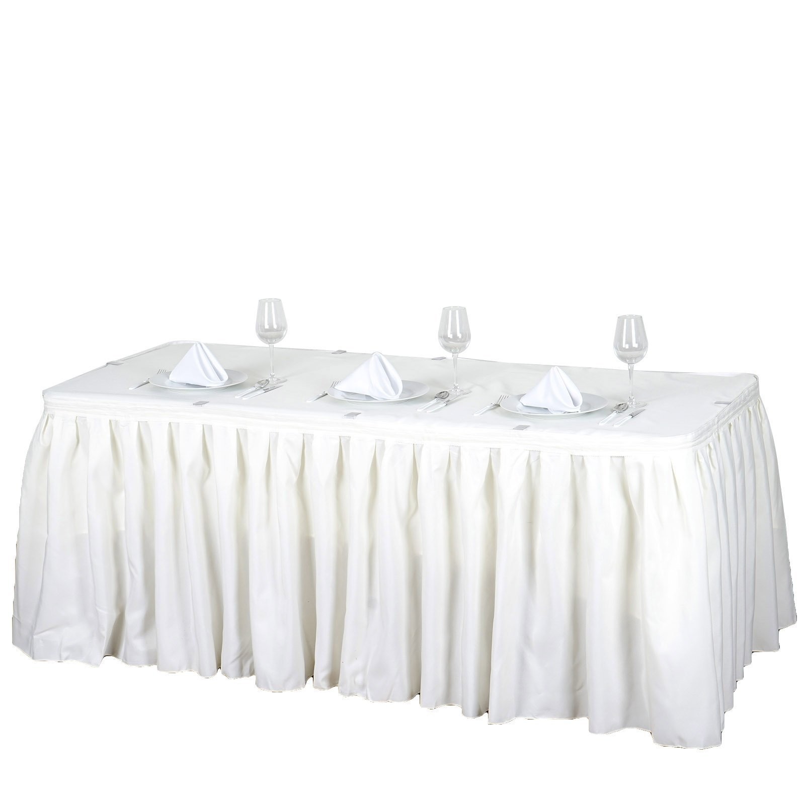 Ivory 17 feet POLYESTER PLEATED TABLE SKIRT Tradeshow Wedding Catering Supplies