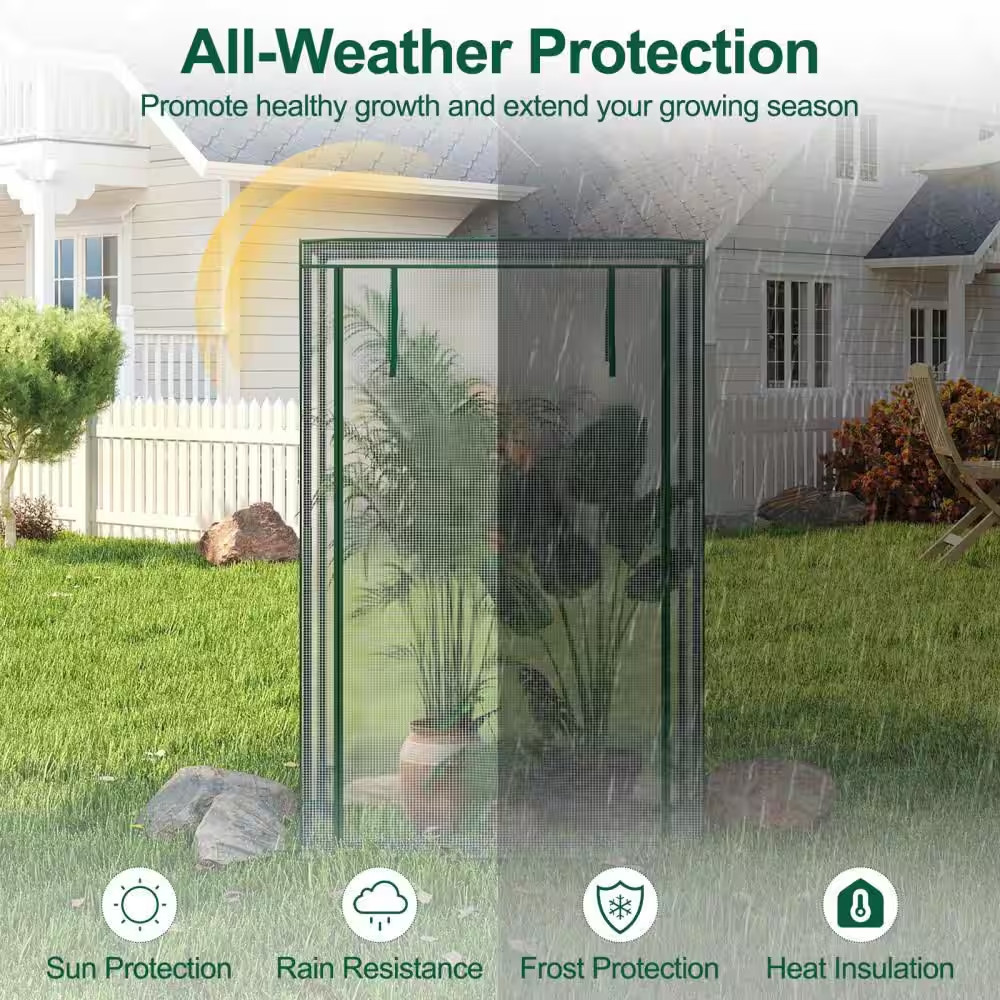 39 In. X 20 In. X 59 In. Portable Mini Greenhouse with Roll-Up Zippered Door, In
