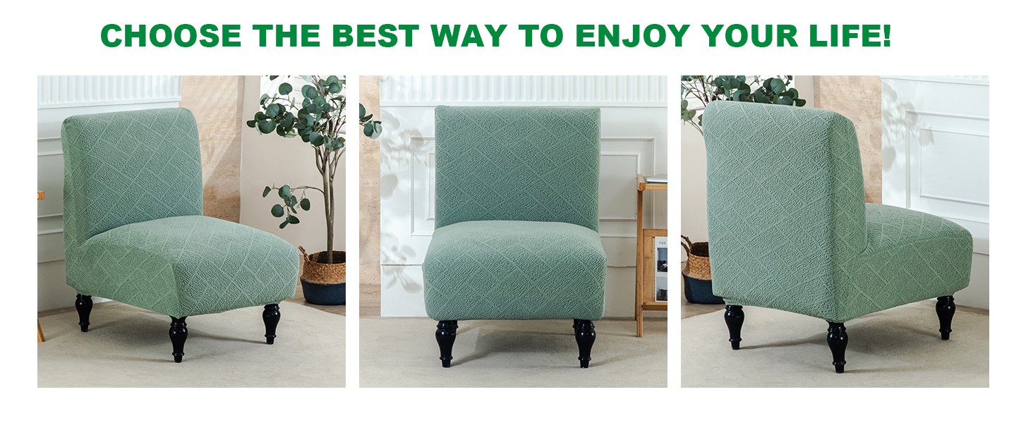 Armless Accent Chair Cover Stretch Jacquard Accent Chair Covers Without Arms