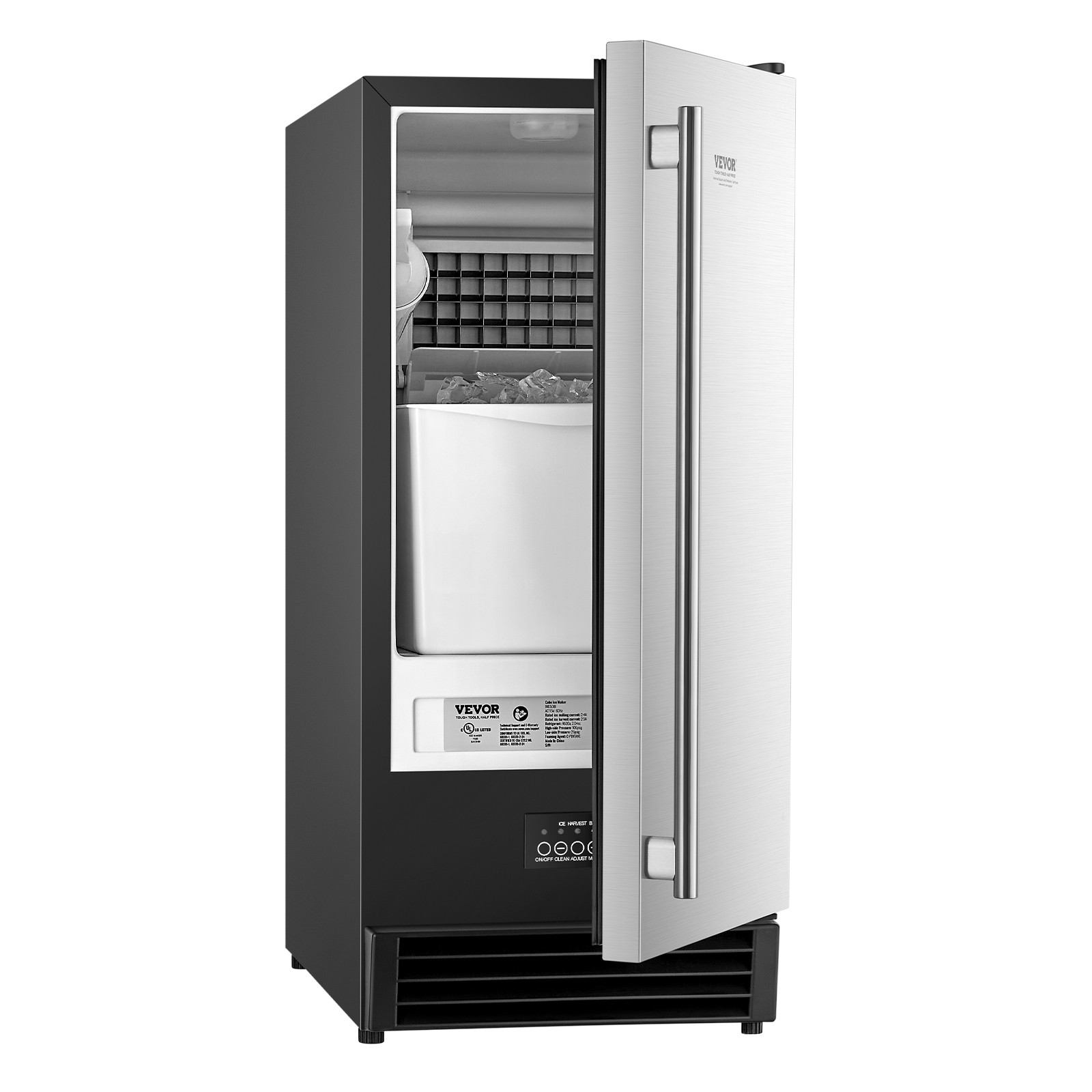 VEVOR Undercounter Built-in Ice Maker Machine 50 Lbs/Day w/ Drain Pump