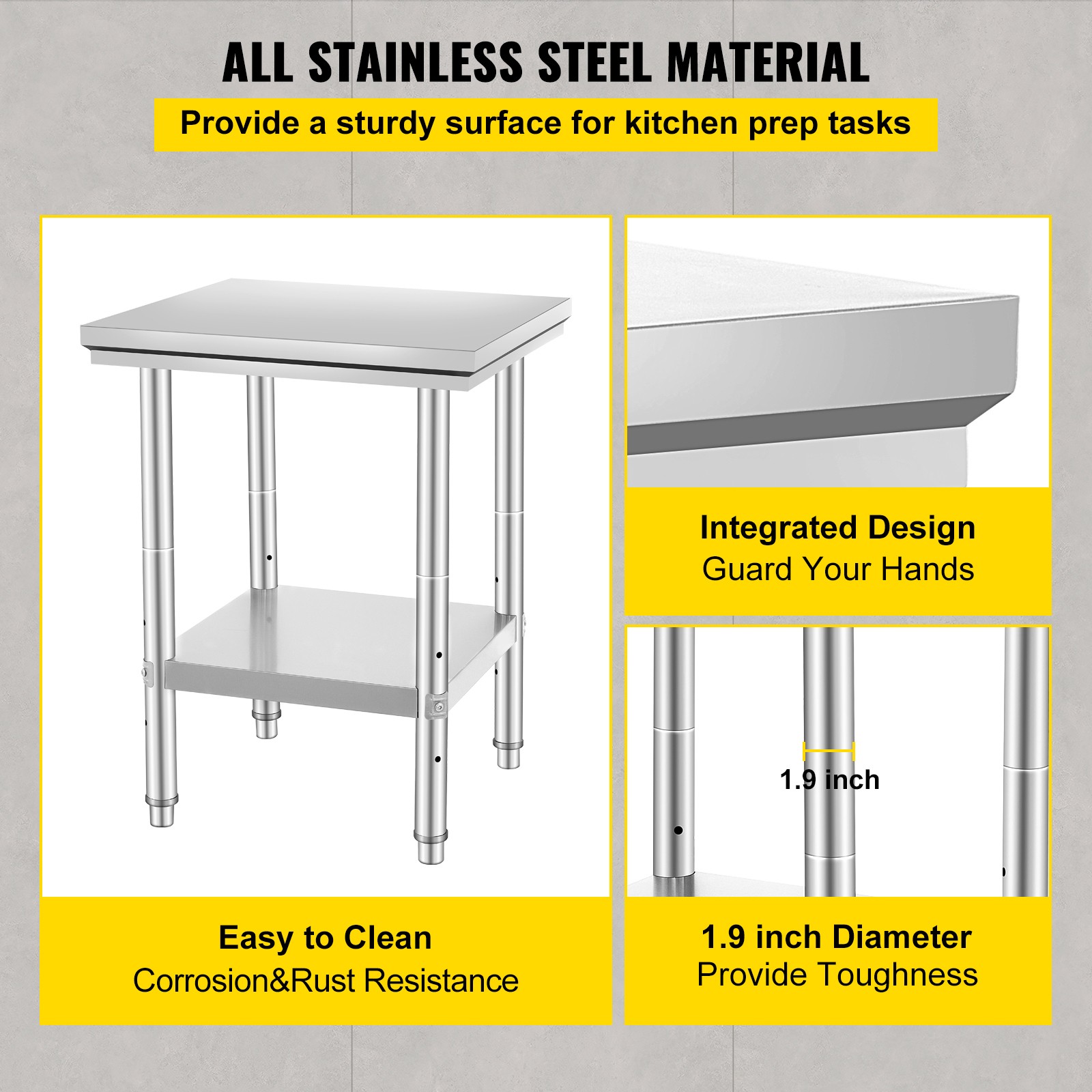 24″ x 24″ Stainless Steel Kitchen Work Table Commercial Kitchen Restaurant table