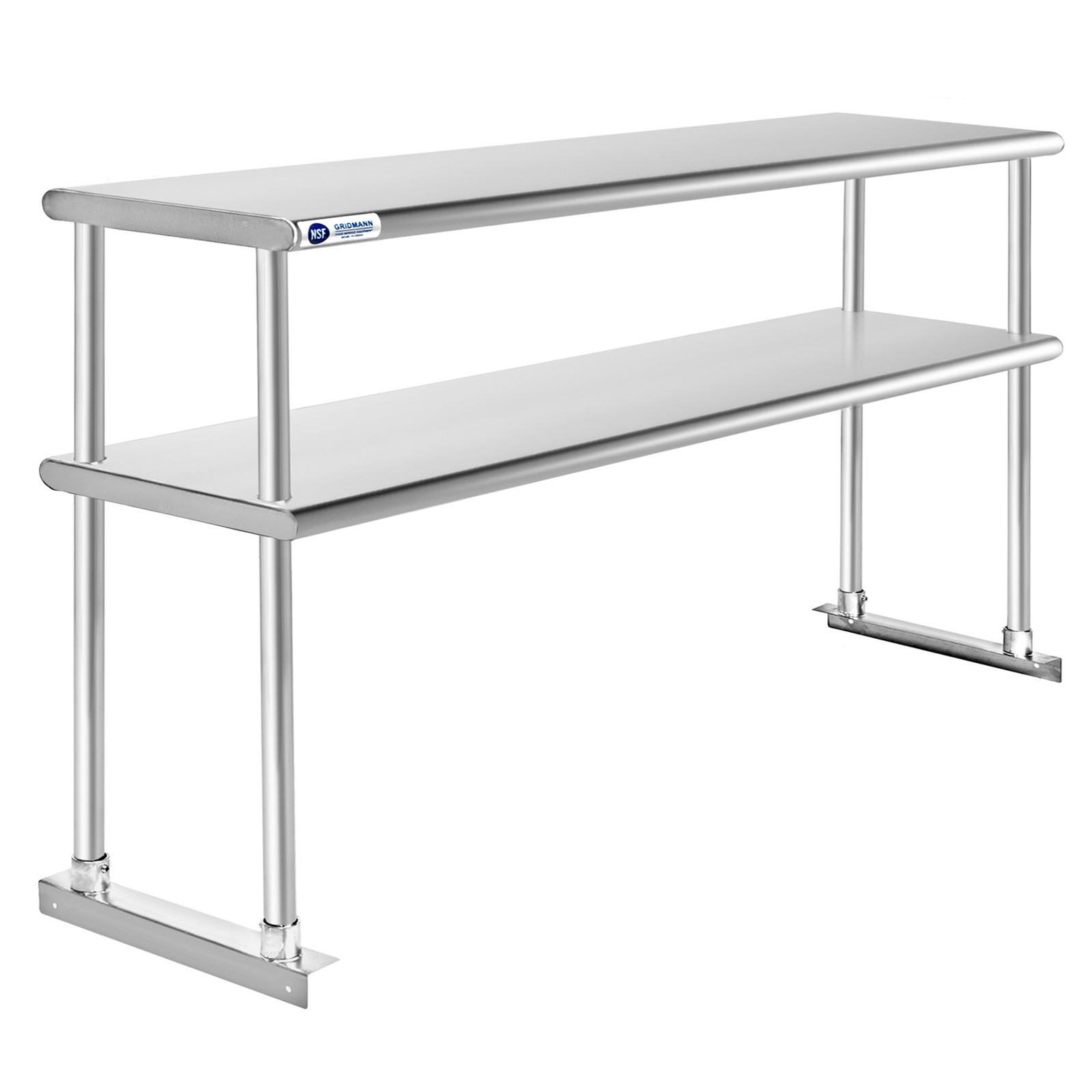 Commercial Stainless Steel Kitchen Prep Table Wide Double Overshelf – 30″ x 72″