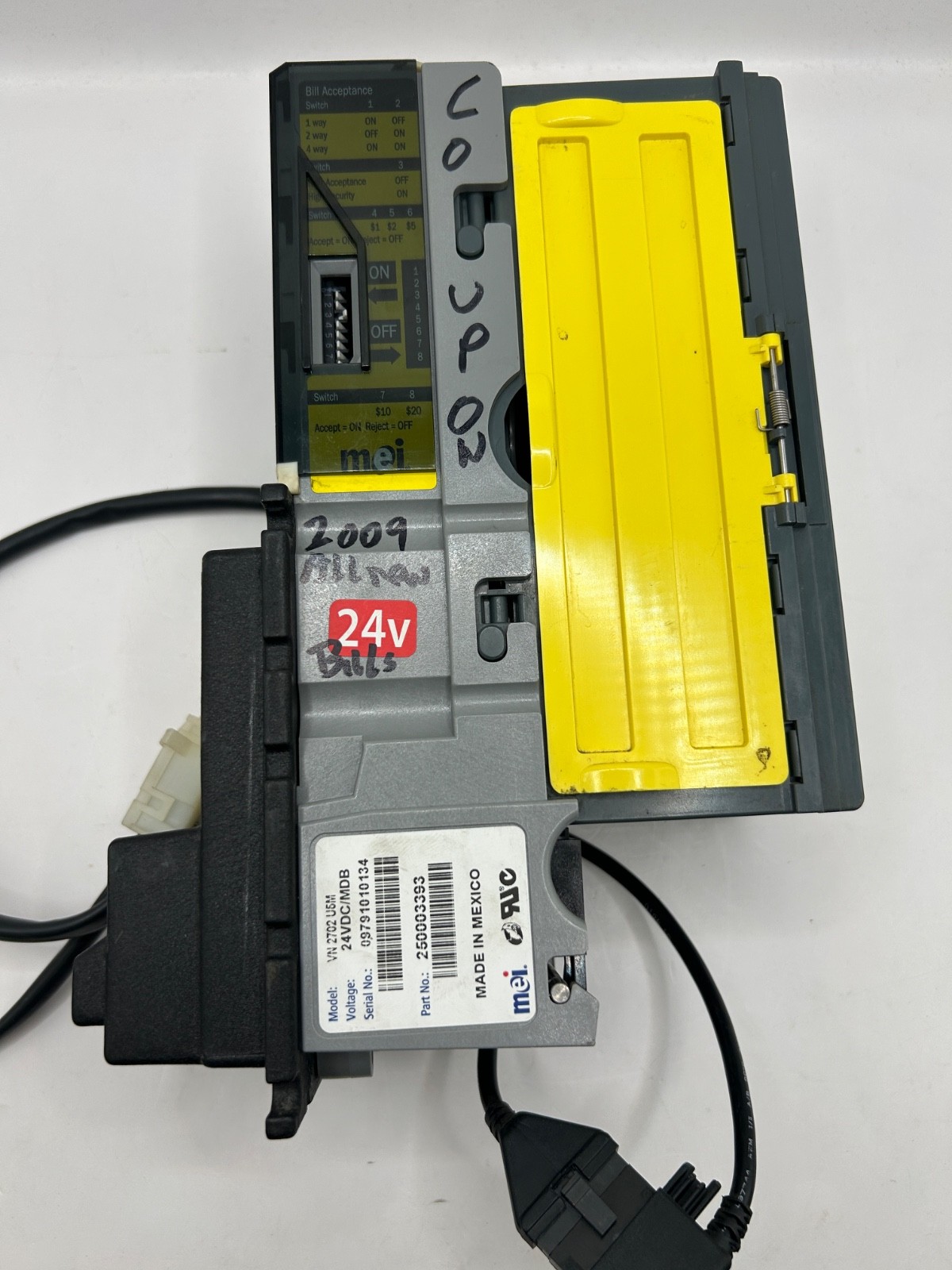 Mars MEI VN 2712 Bill Validator 24V MDB Accepts $1-$20 |Rebuilt |Free Shipping
