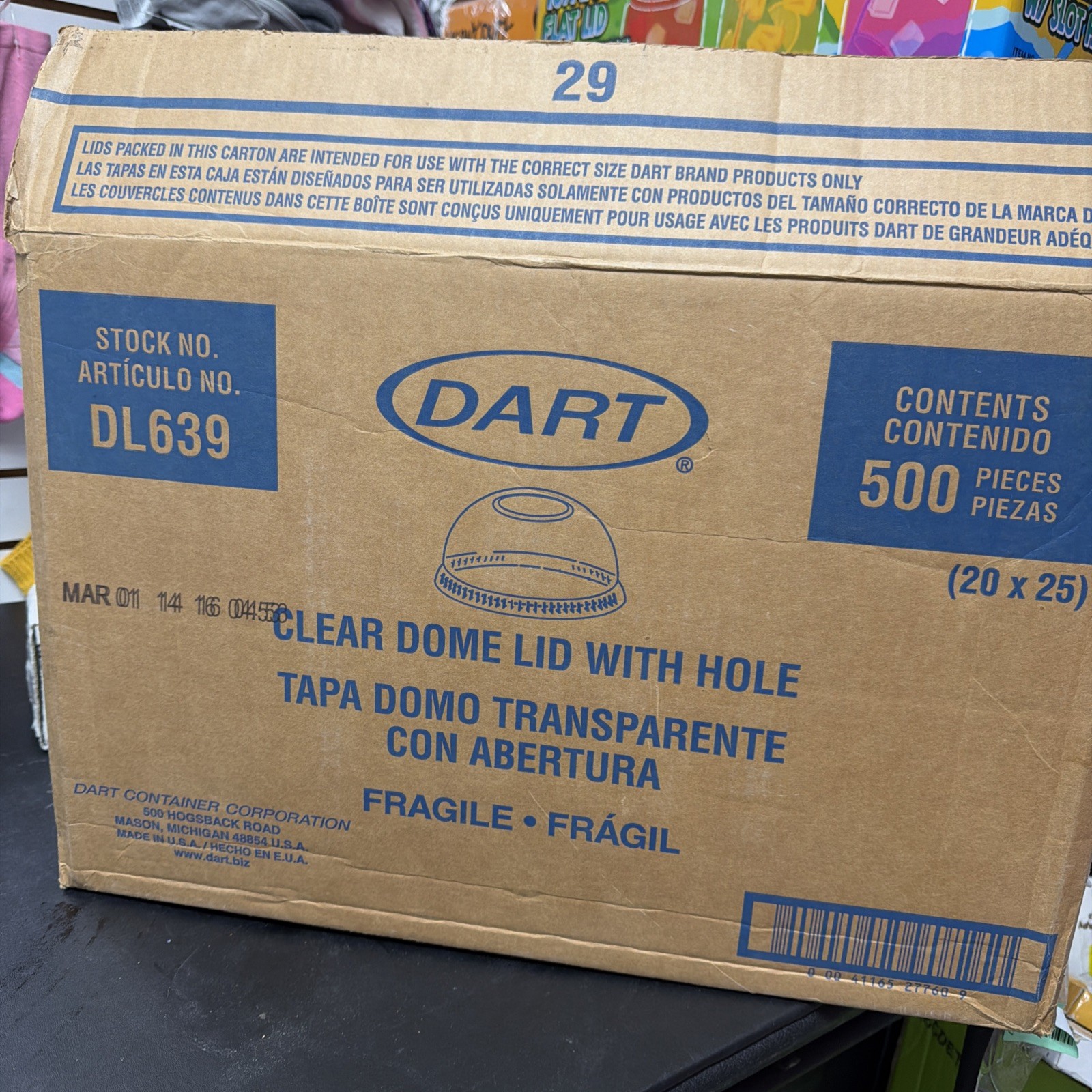 Dart DL639 Clear Fome Lid with hole (500/CT) New