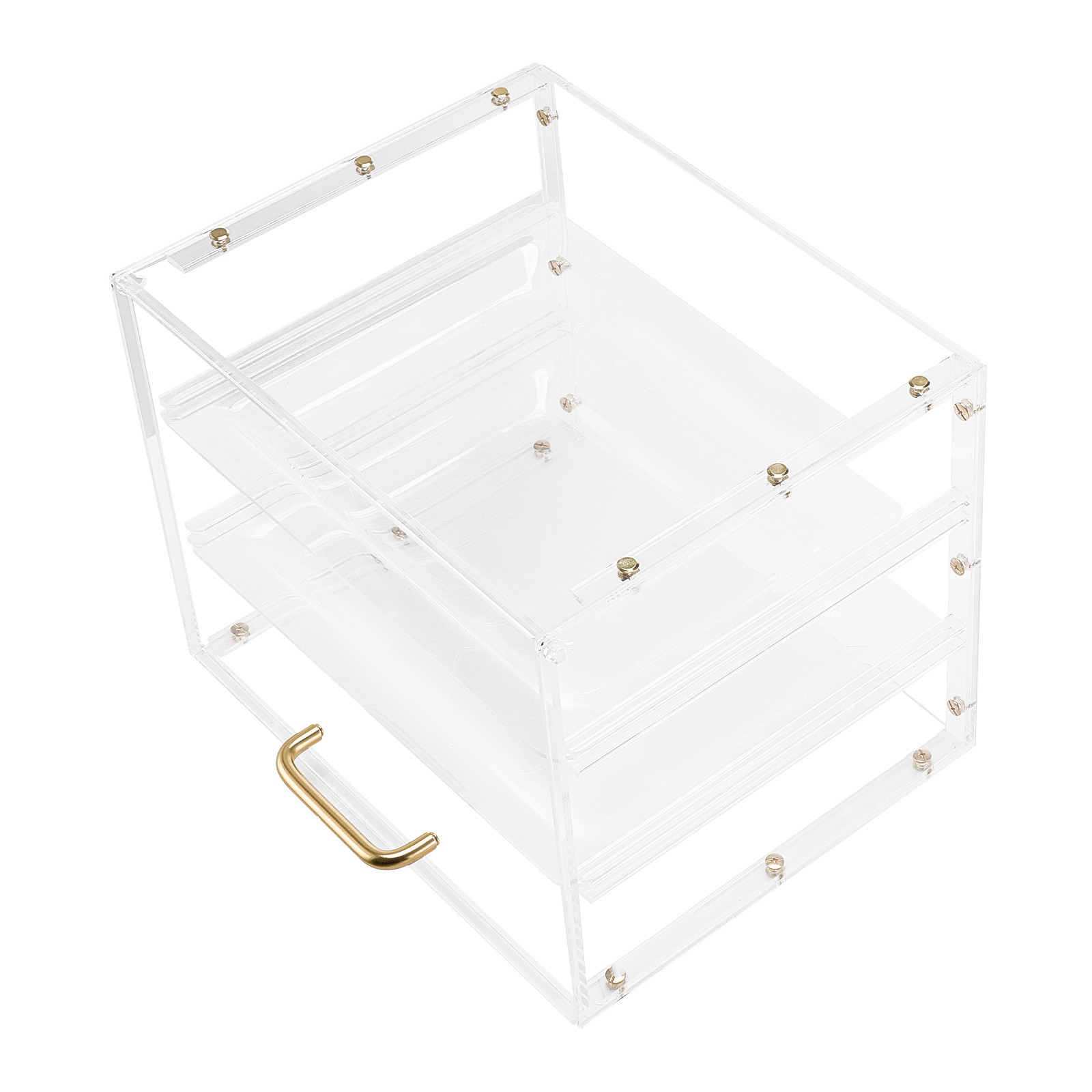 Uimoso Acrylic 3-Tier Countertop Pastry Display Case Flip-Up Doors w/ Tongs