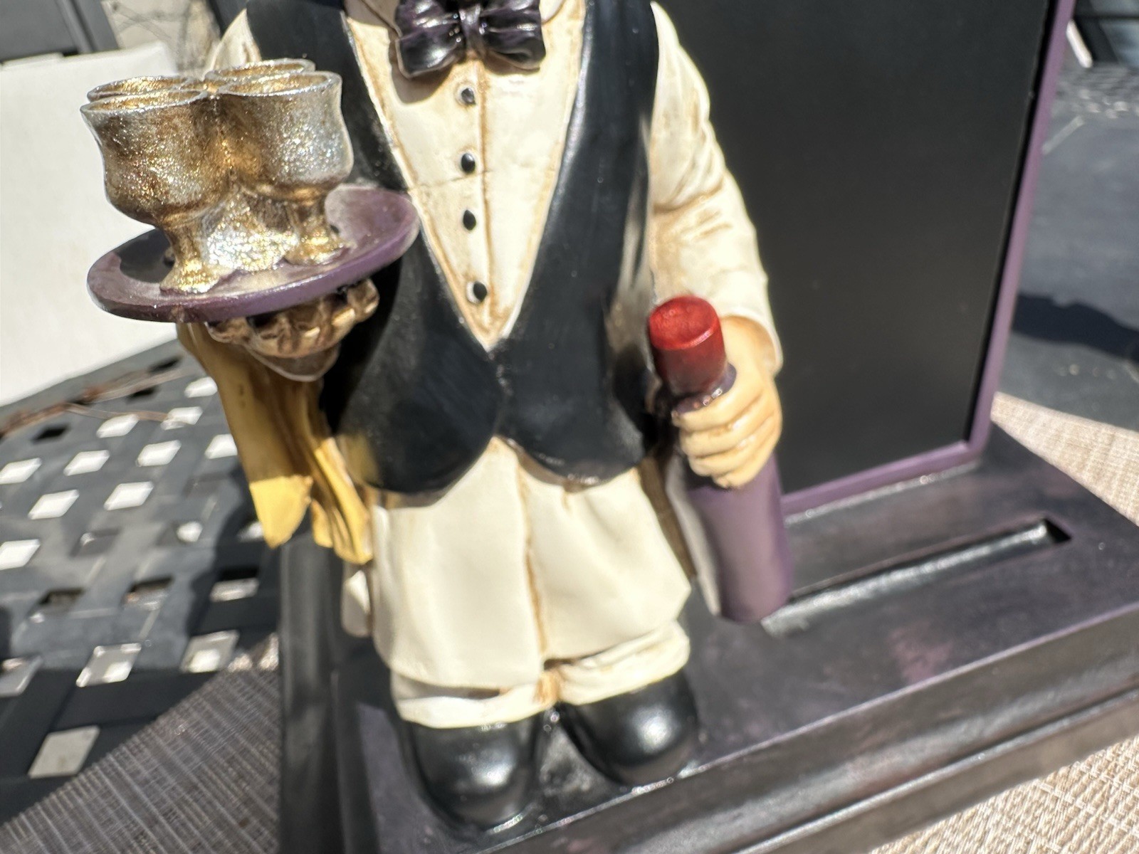 Decorative Resin Butler Chalkboard Wine Bottle Menu Board Kitchen Bar Decor 15”