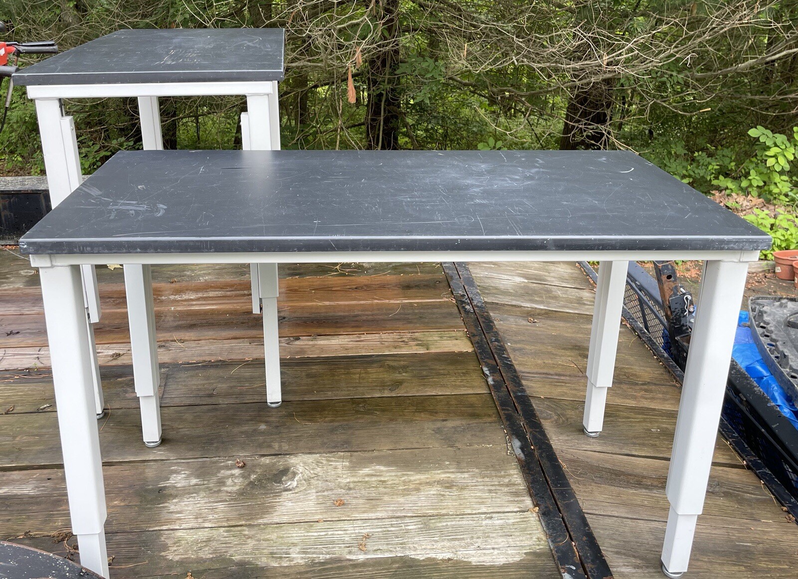 Lab Table 24″W x 48″D Black Top Light Gray Metal Adjustable Height Legs