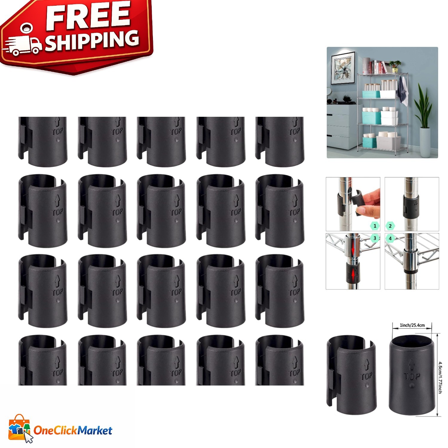 Secure Your Shelves: 40 Pairs of Black Lock Clips for Versatile Metal Systems