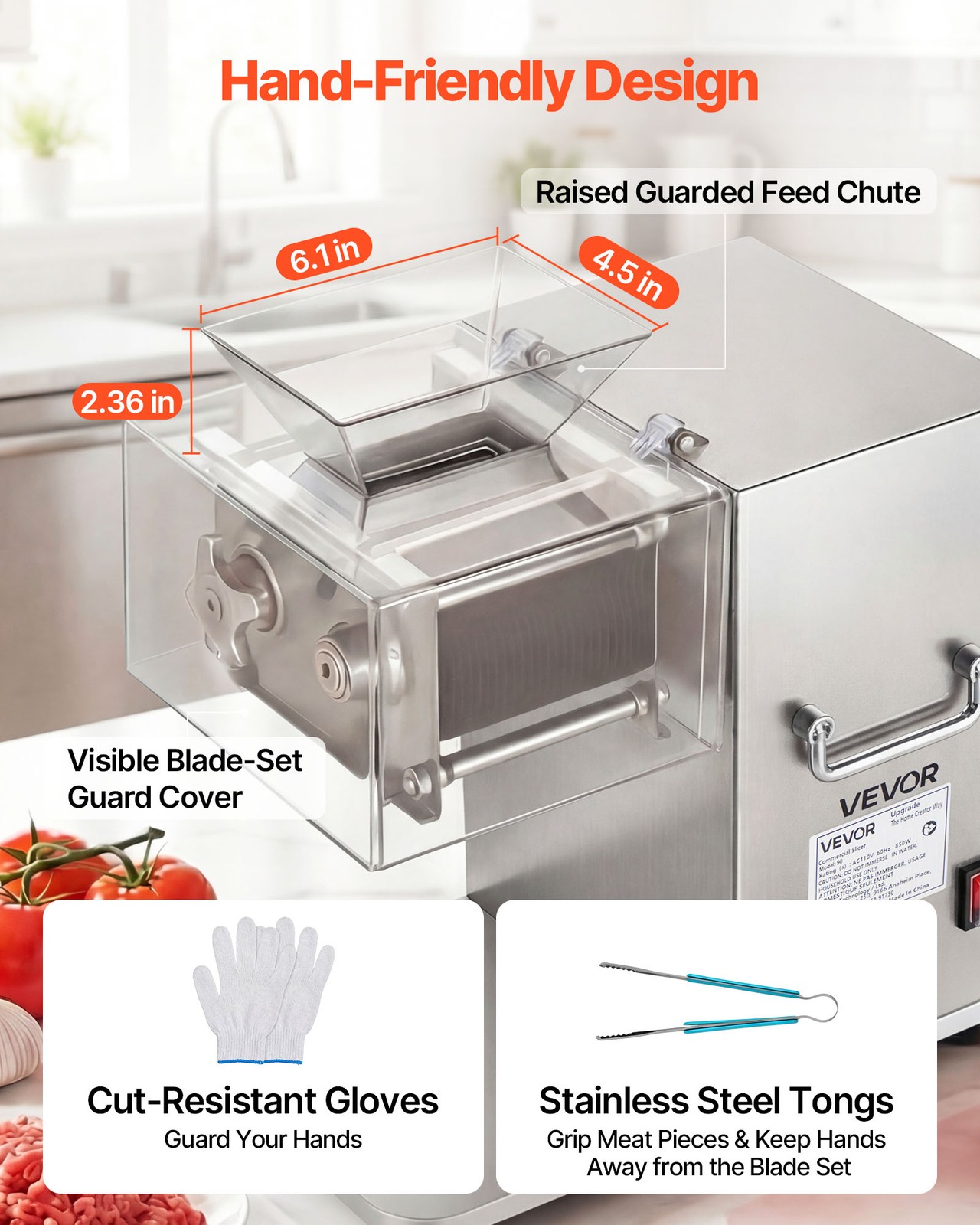 VEVOR Meat Cutting Machine Commercial Slicer 850W 5mm Stainless Steel Blade