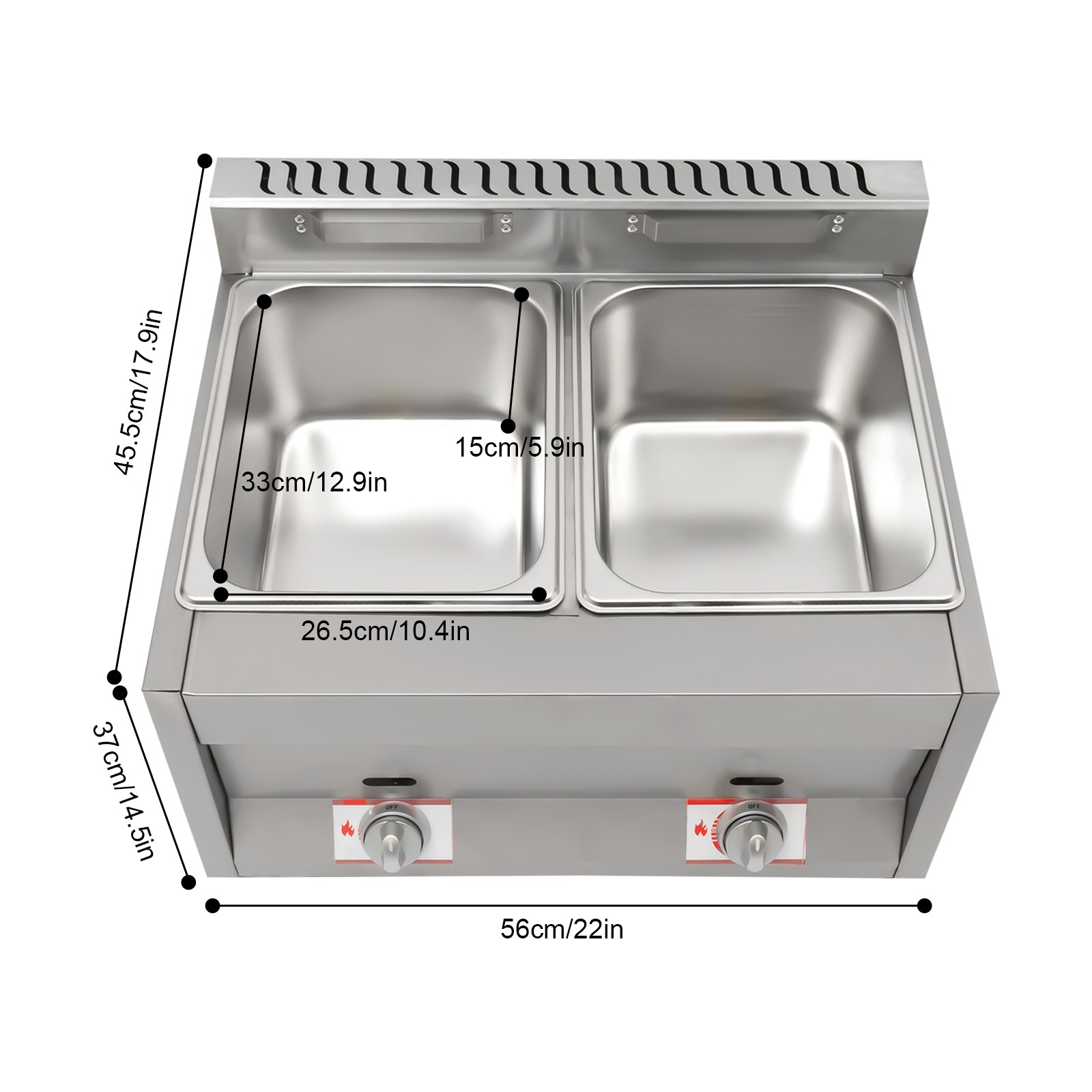 2-Pan Propane Gas Food Warmer Restaurant Tabletop Desktop Countertop Steam Table