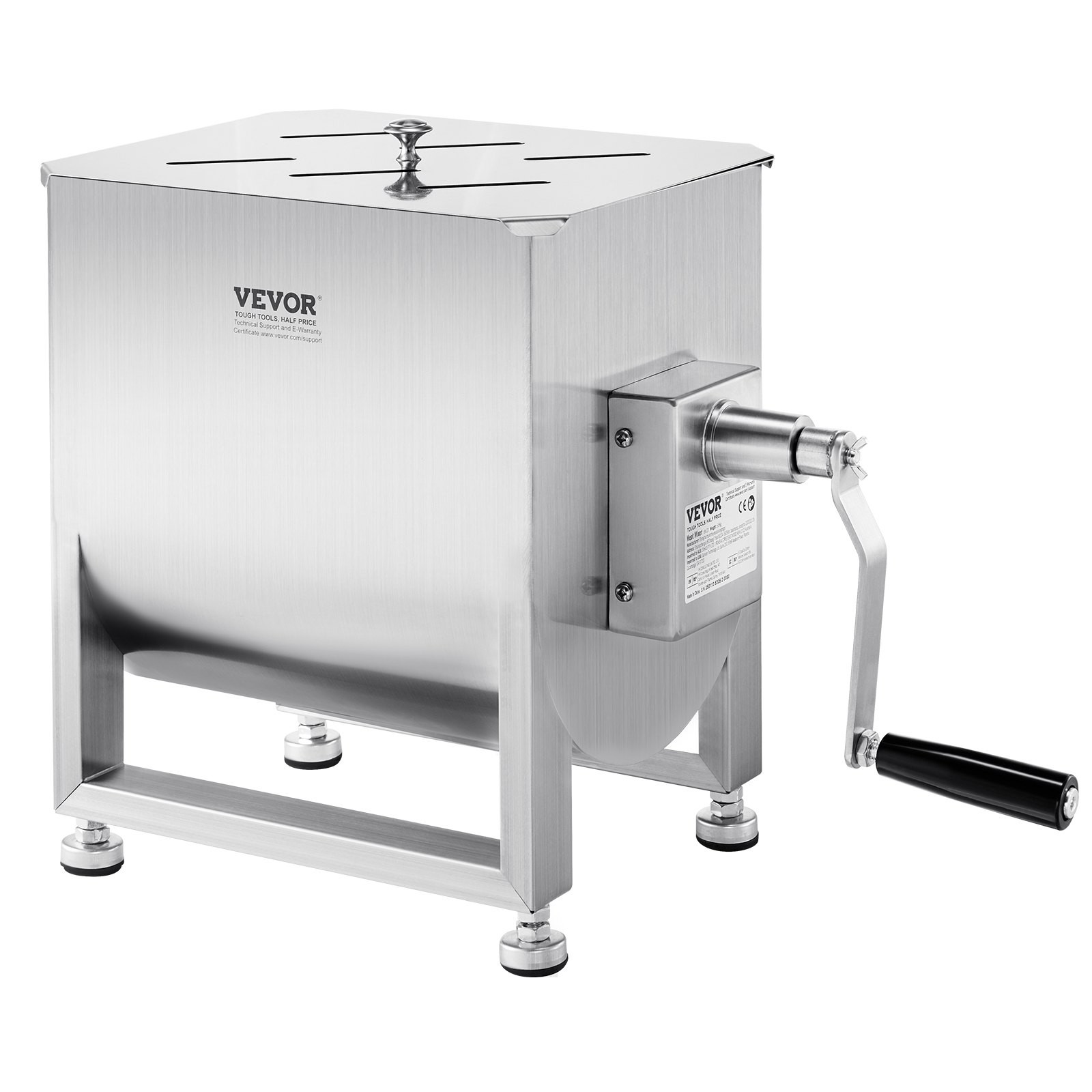 Manual Meat Mixer, 20L Fixed Tank Meat Processing Equipment(Mixing Max 30LBS for