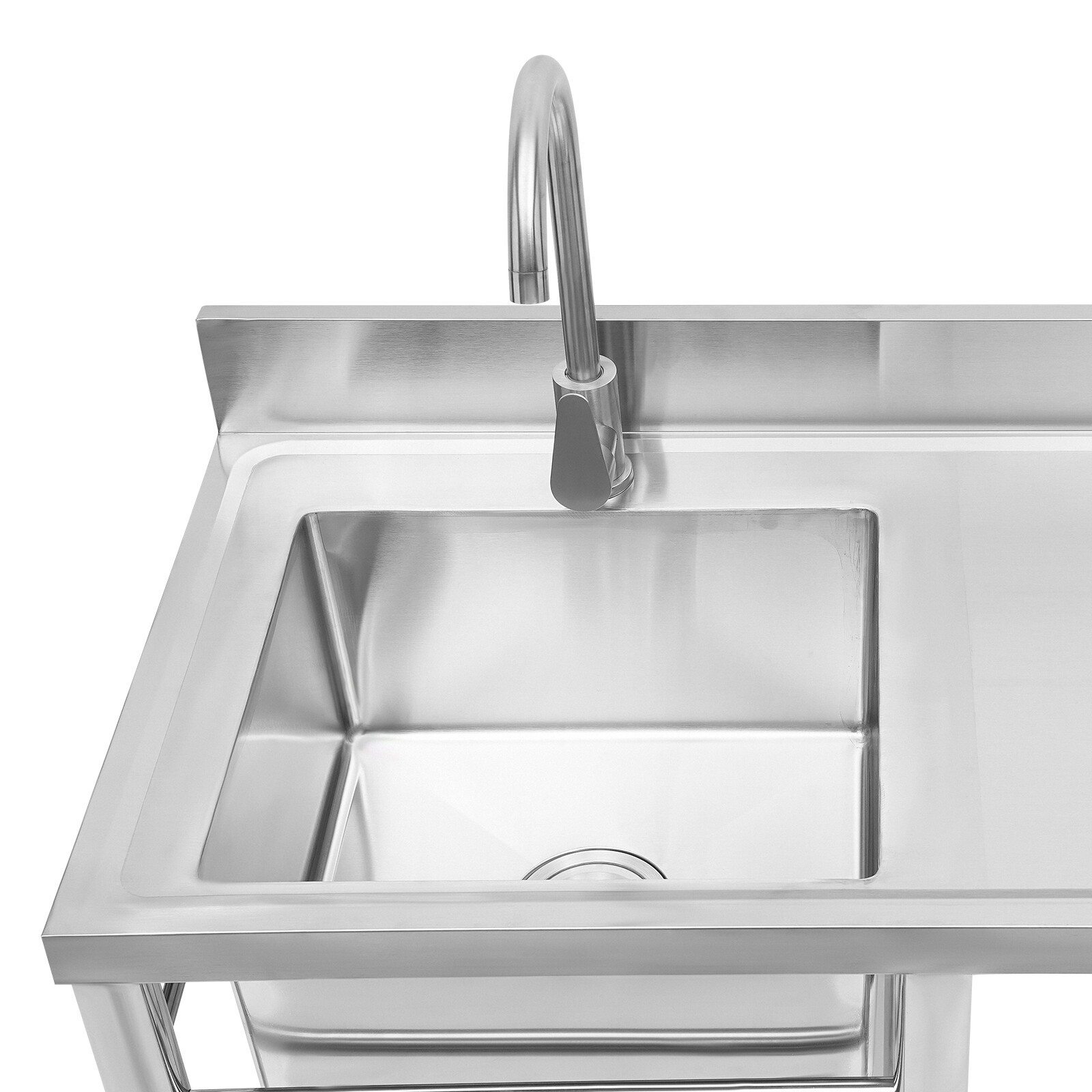 Stainless Steel Metal Sink 1 Compartment Sink With Drainboard Commercial Kitchen