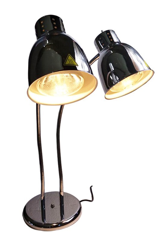 Universal 2 Heads Food Insulation Lamps 110V Warmer 250W*2 Sliver Adjustable