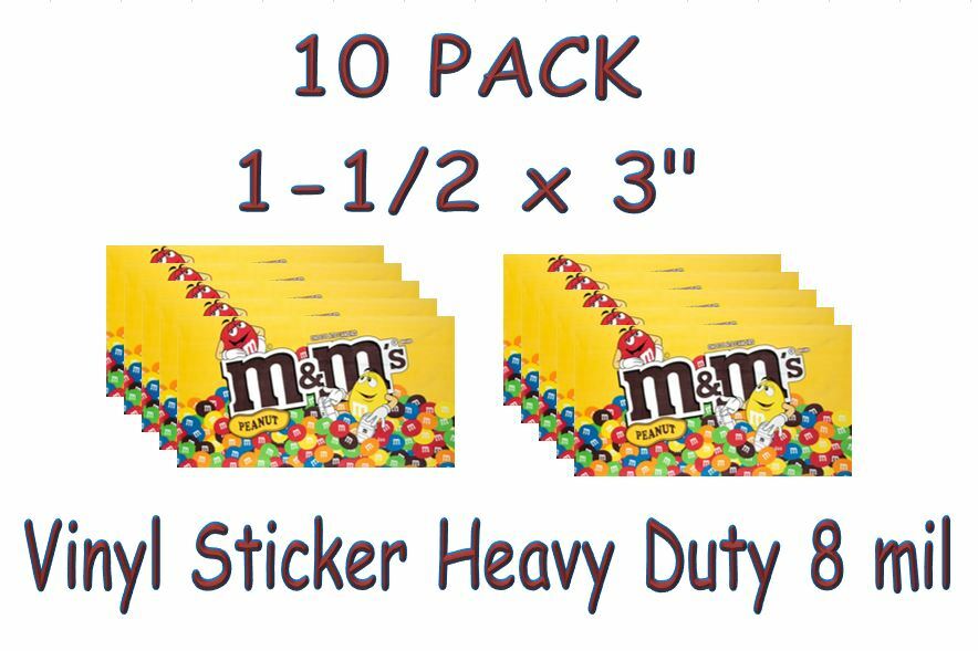10 PACK Vinyl Sticker 1.5 x 3 Bulk Vending Candy Machine Label
