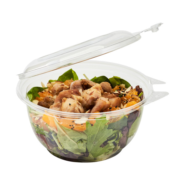 Karat 32 oz PET Tamper Resistant Hinged Salad Bowl with Dome Lid – 240 sets