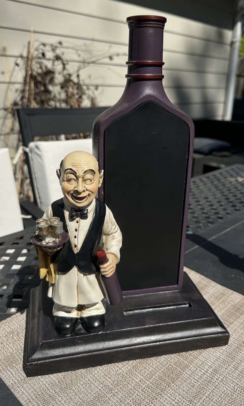 Decorative Resin Butler Chalkboard Wine Bottle Menu Board Kitchen Bar Decor 15”