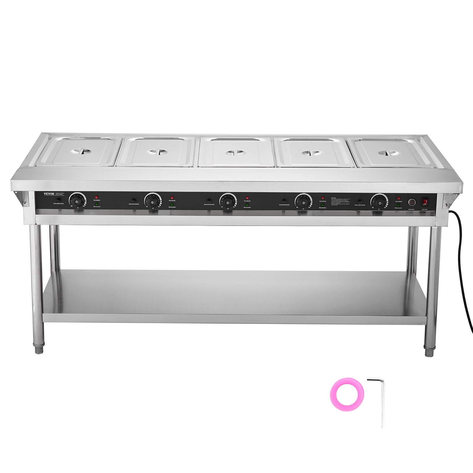 VEVOR 5-Pan Commercial Food Warmer Steam Table with Independent Temperature